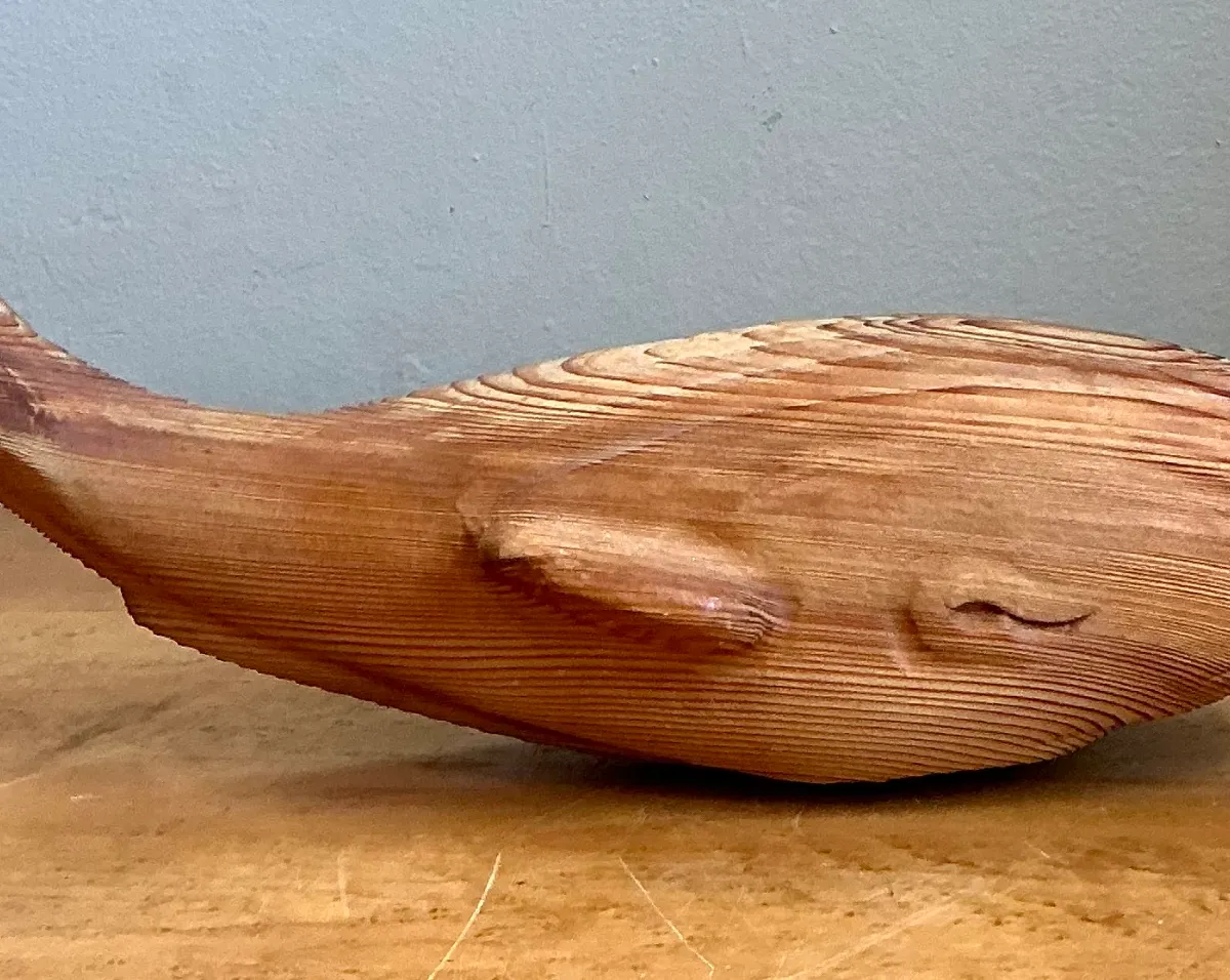 Vintage Carved Wood Whale Sculpture — additional photo 8