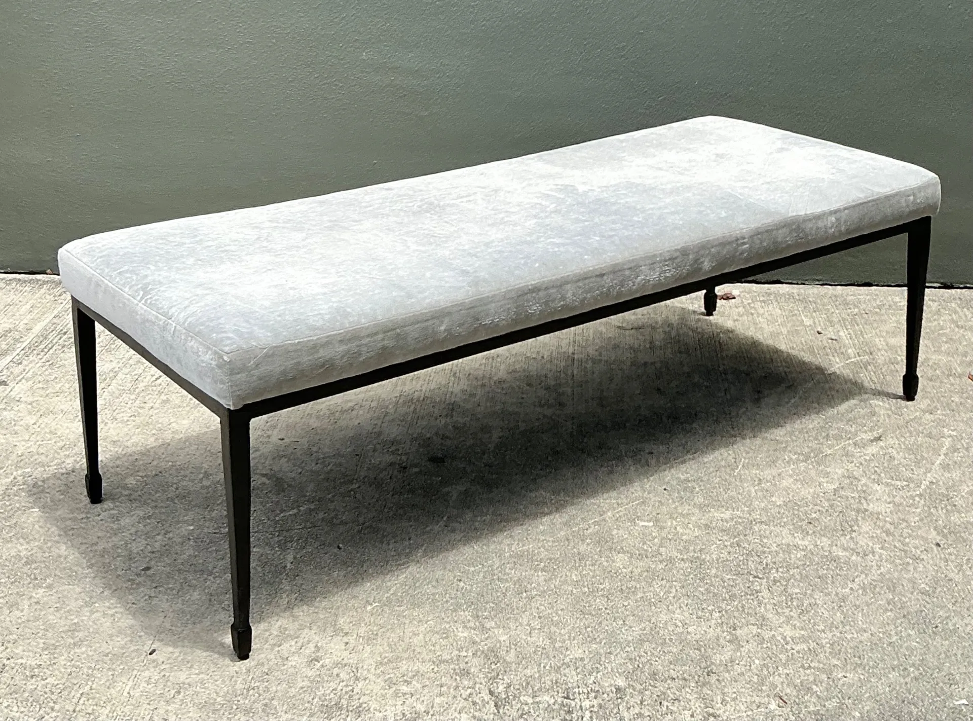 Vintage Bernhardt Upholstered Metal Frame Bench — additional photo 5