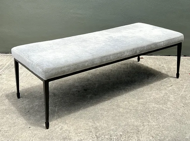 Vintage Bernhardt Upholstered Metal Frame Bench — additional photo 5