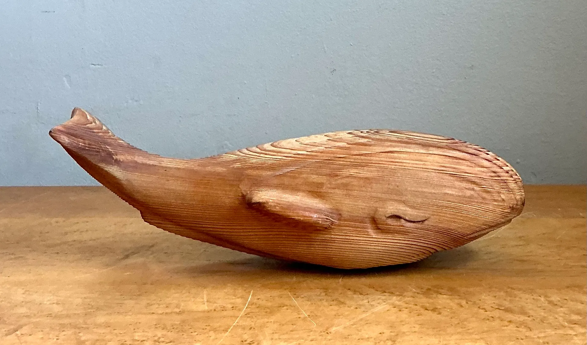 Vintage Carved Wood Whale Sculpture — additional photo 6