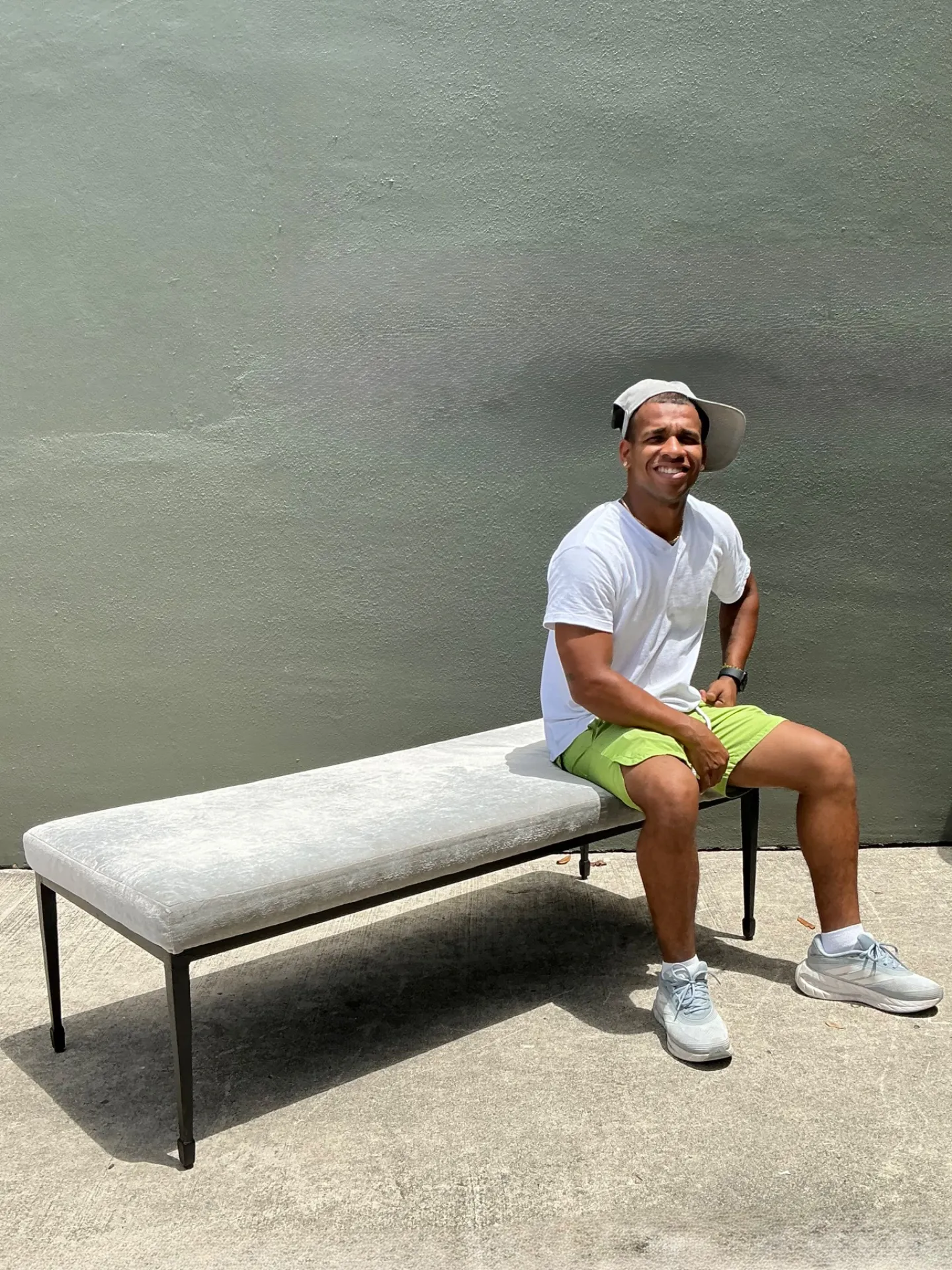 Vintage Bernhardt Upholstered Metal Frame Bench — additional photo 1