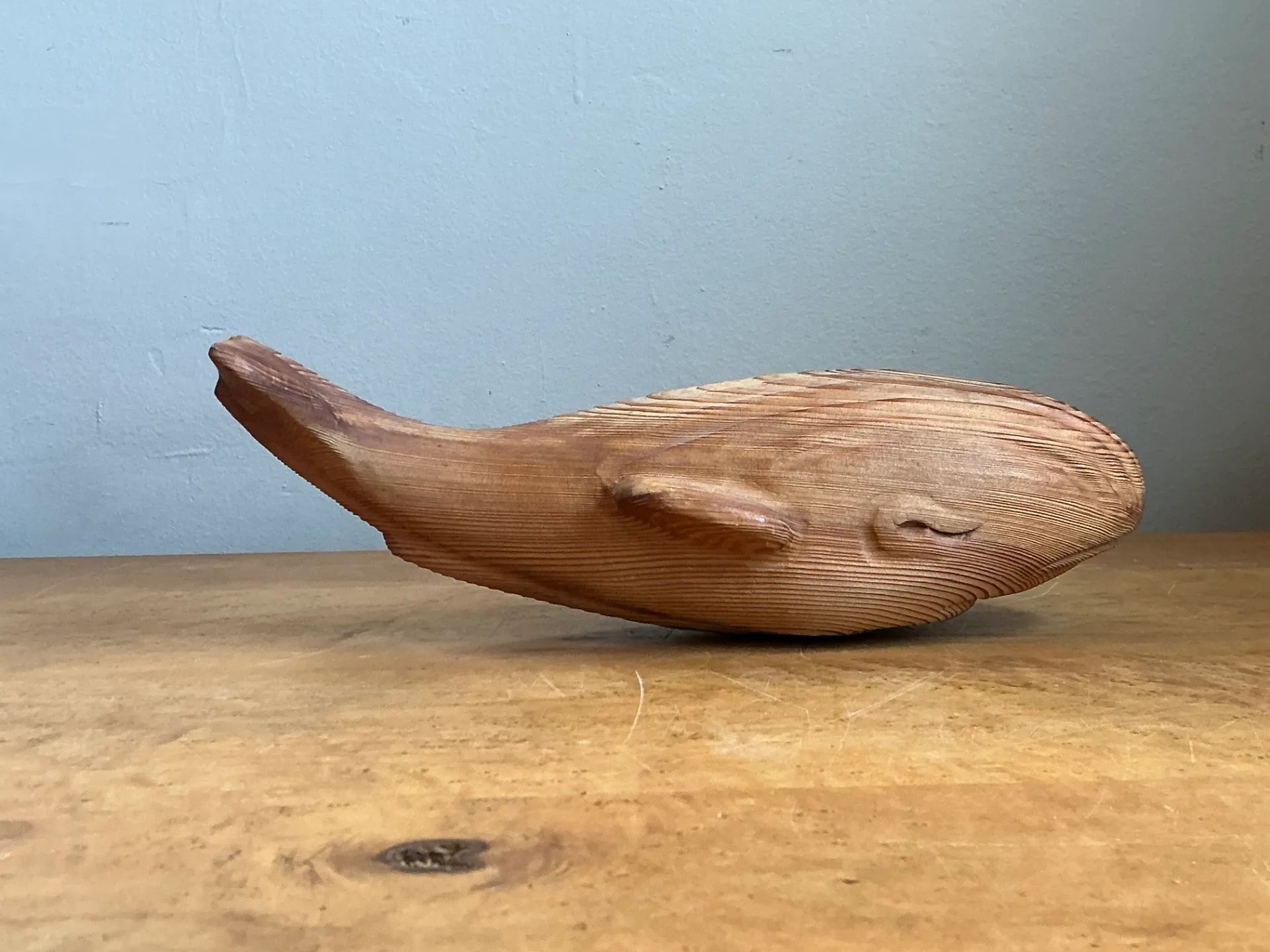 Vintage Carved Wood Whale Sculpture — additional photo 4