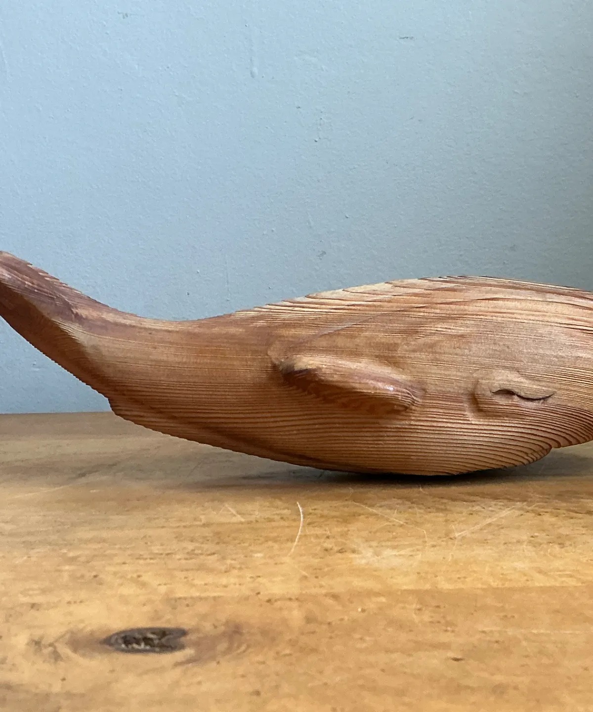 Vintage Carved Wood Whale Sculpture — additional photo 4