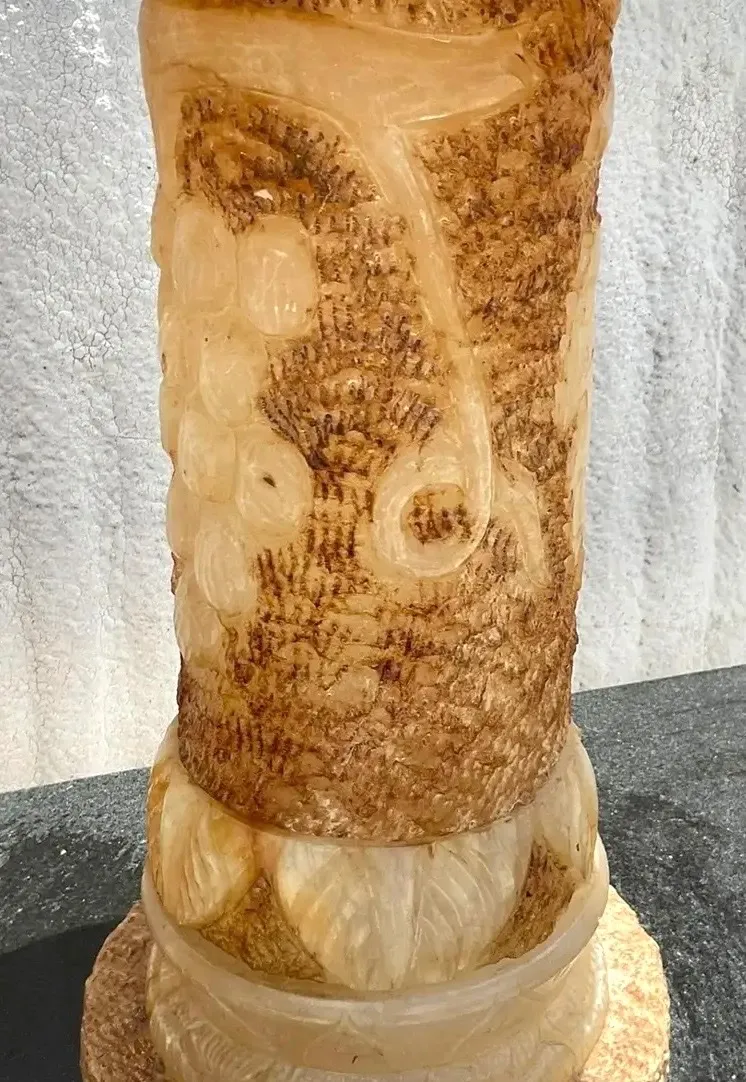 Vintage Italian Carved Alabaster Pedestals - A Pair