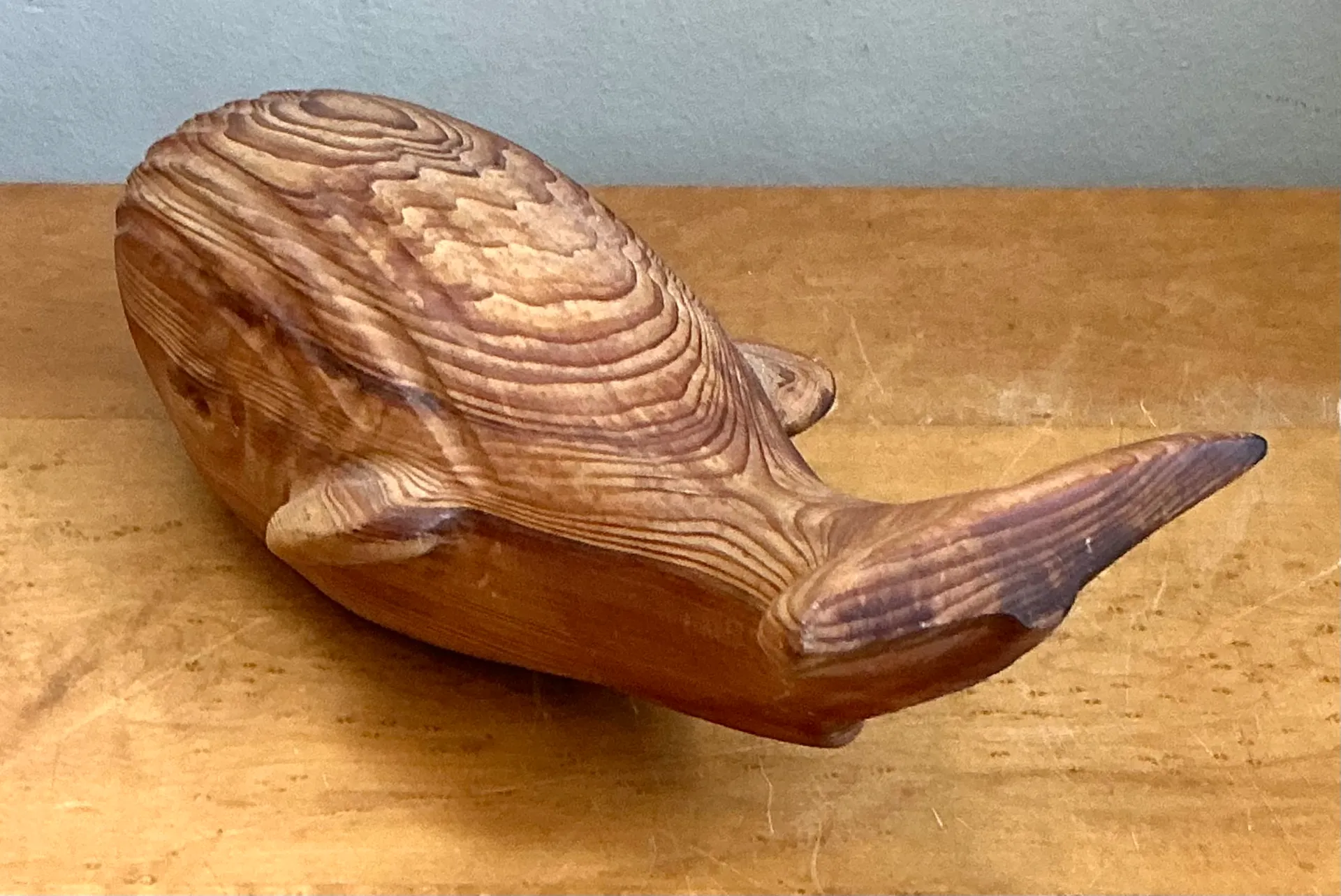 Vintage Carved Wood Whale Sculpture — additional photo 2