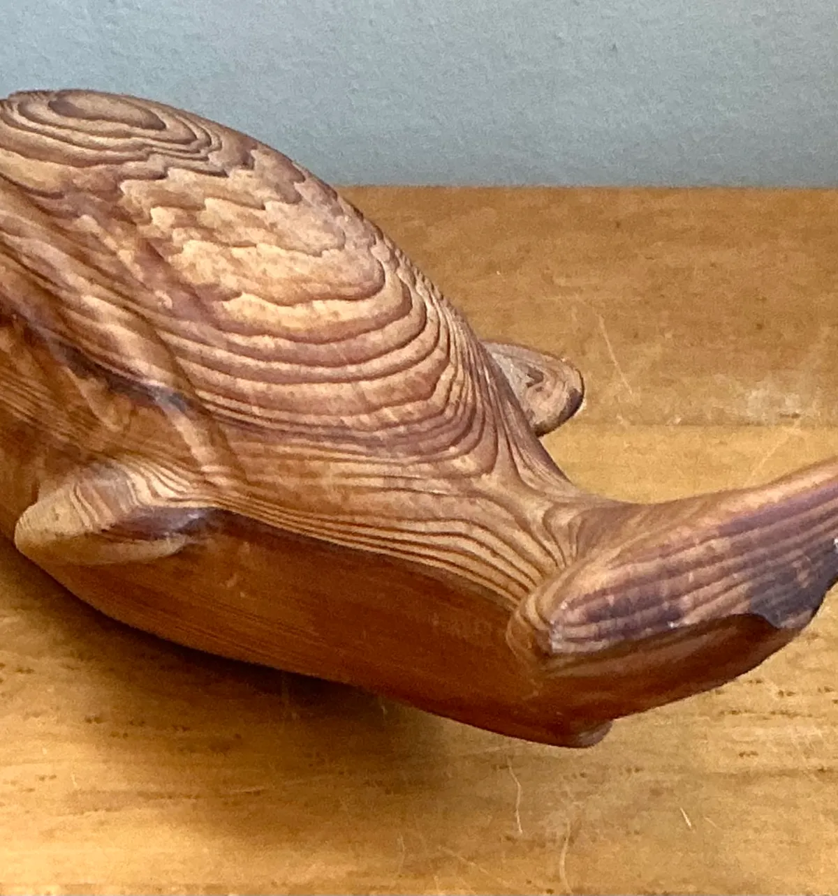 Vintage Carved Wood Whale Sculpture — additional photo 2