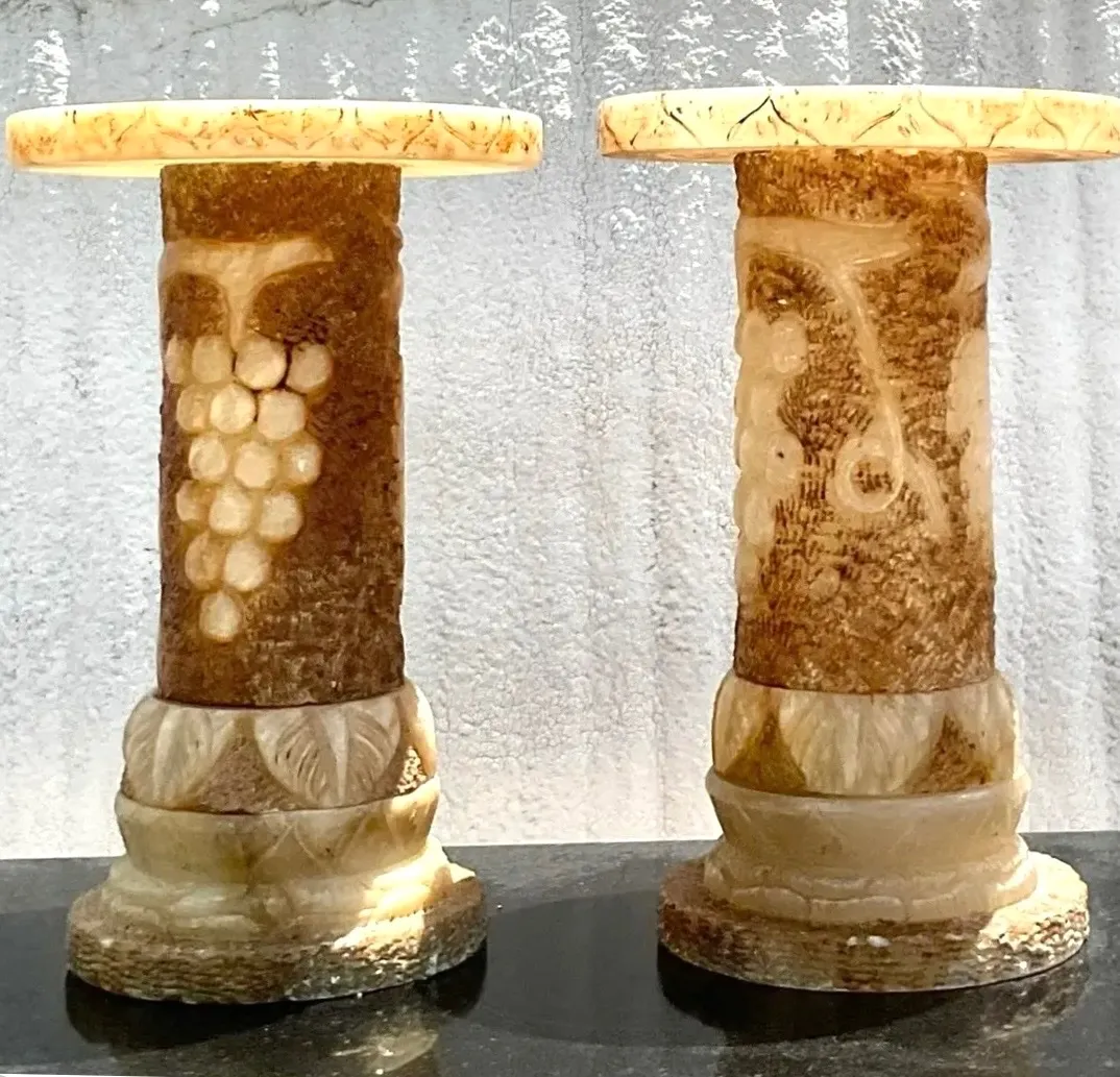 Vintage Italian Carved Alabaster Pedestals - A Pair — additional photo 7