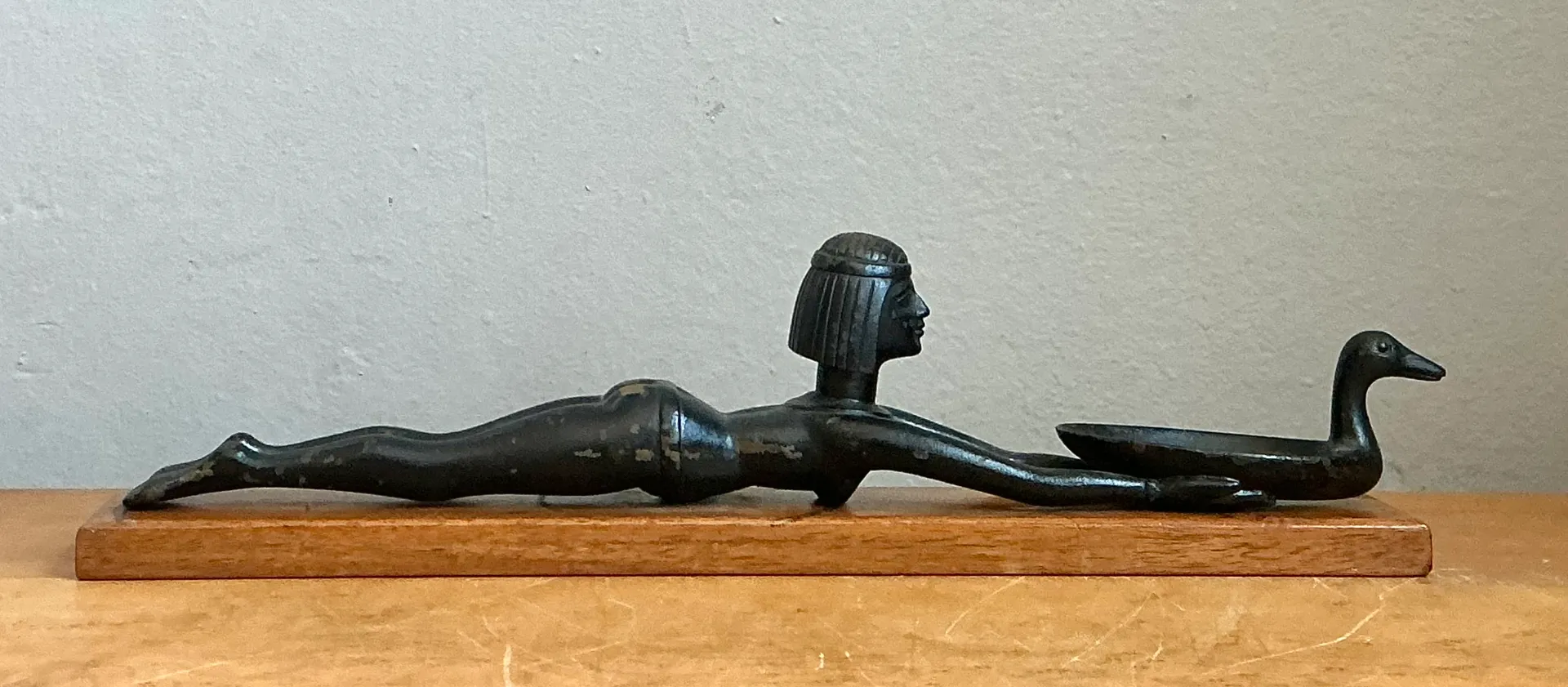 Vintage Metal Egyptian Figure on Wood Base — additional photo 8