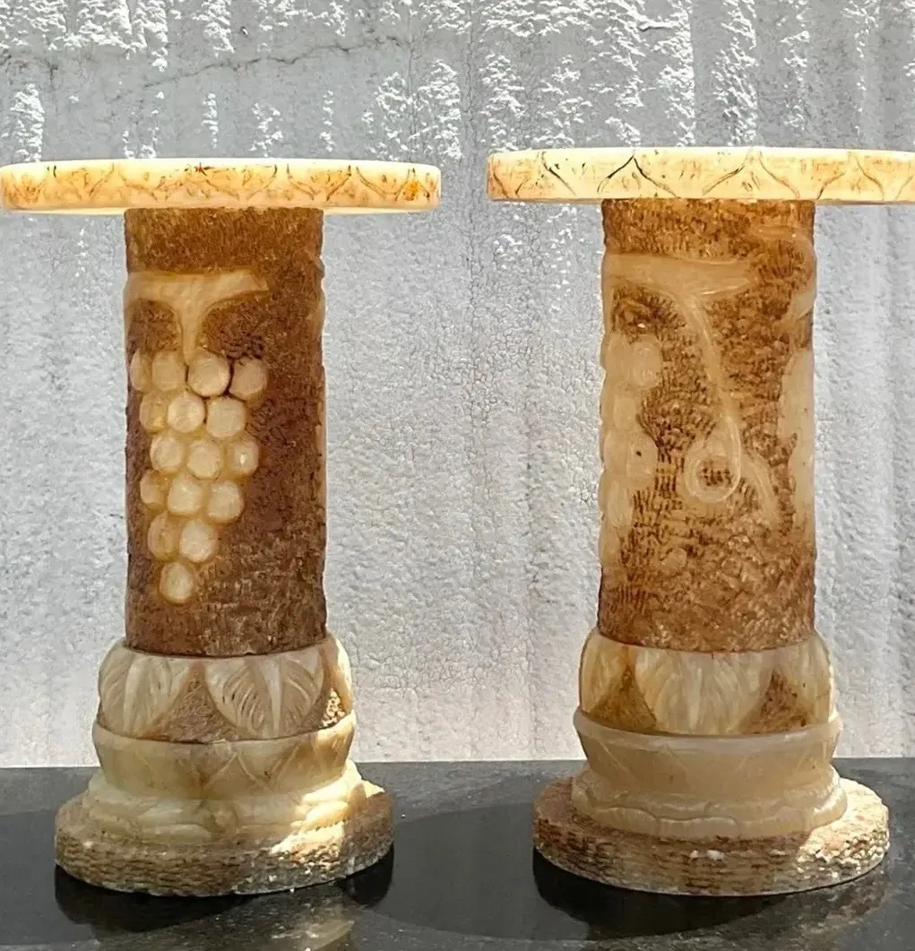 Vintage Italian Carved Alabaster Pedestals - A Pair — additional photo 6