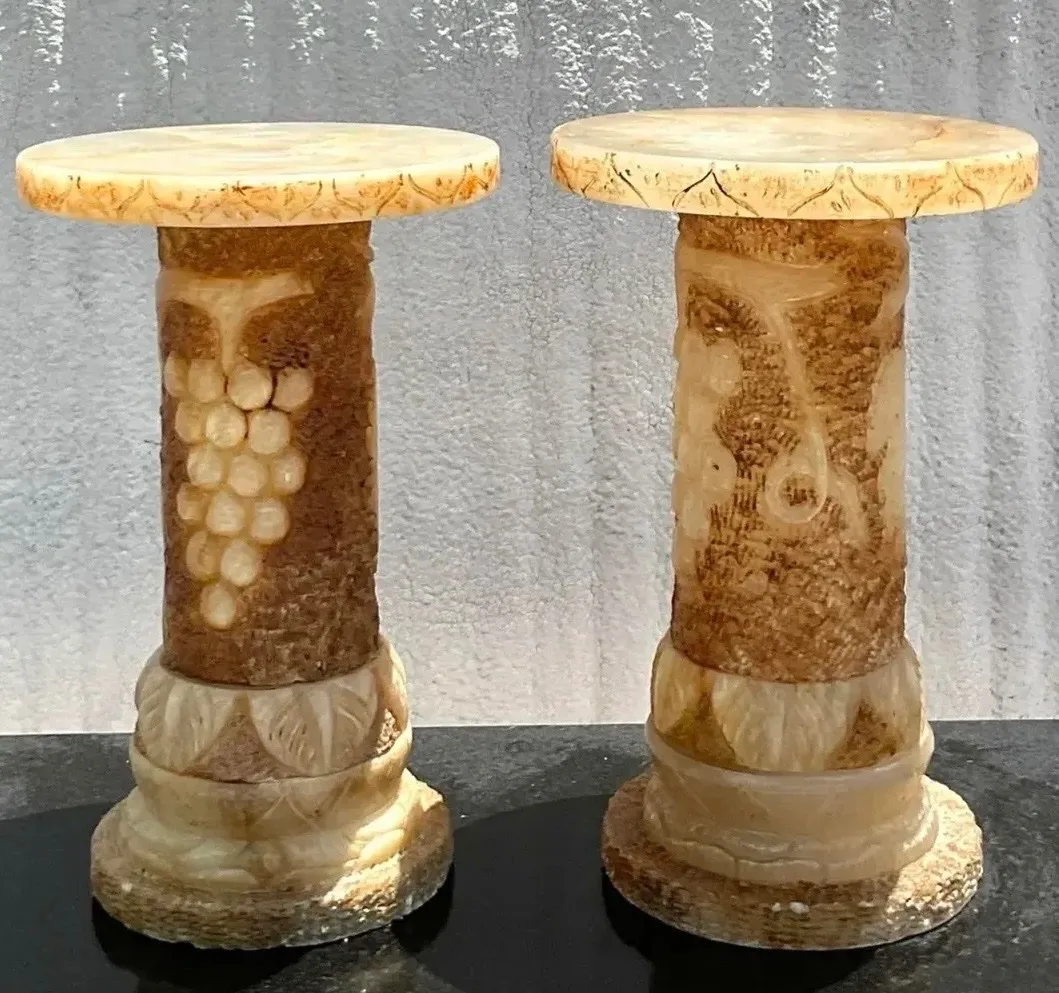 Vintage Italian Carved Alabaster Pedestals - A Pair — additional photo 8