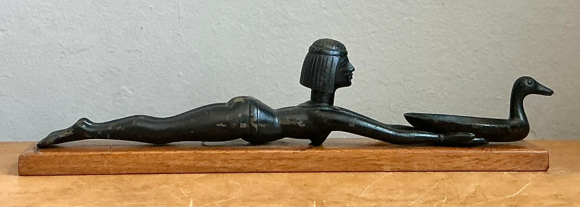 Vintage Metal Egyptian Figure on Wood Base — additional photo 6