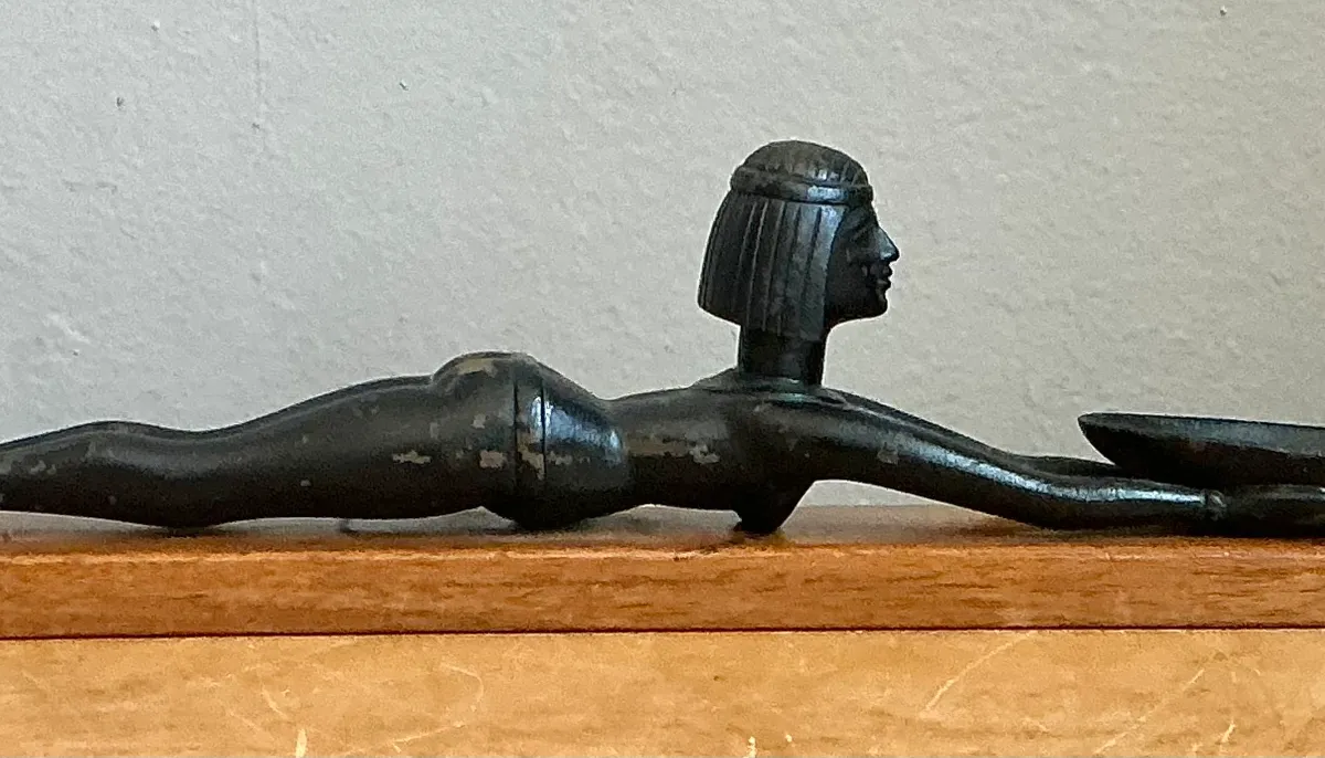 Vintage Metal Egyptian Figure on Wood Base — additional photo 6