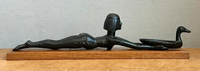 Vintage Metal Egyptian Figure on Wood Base — additional photo 6