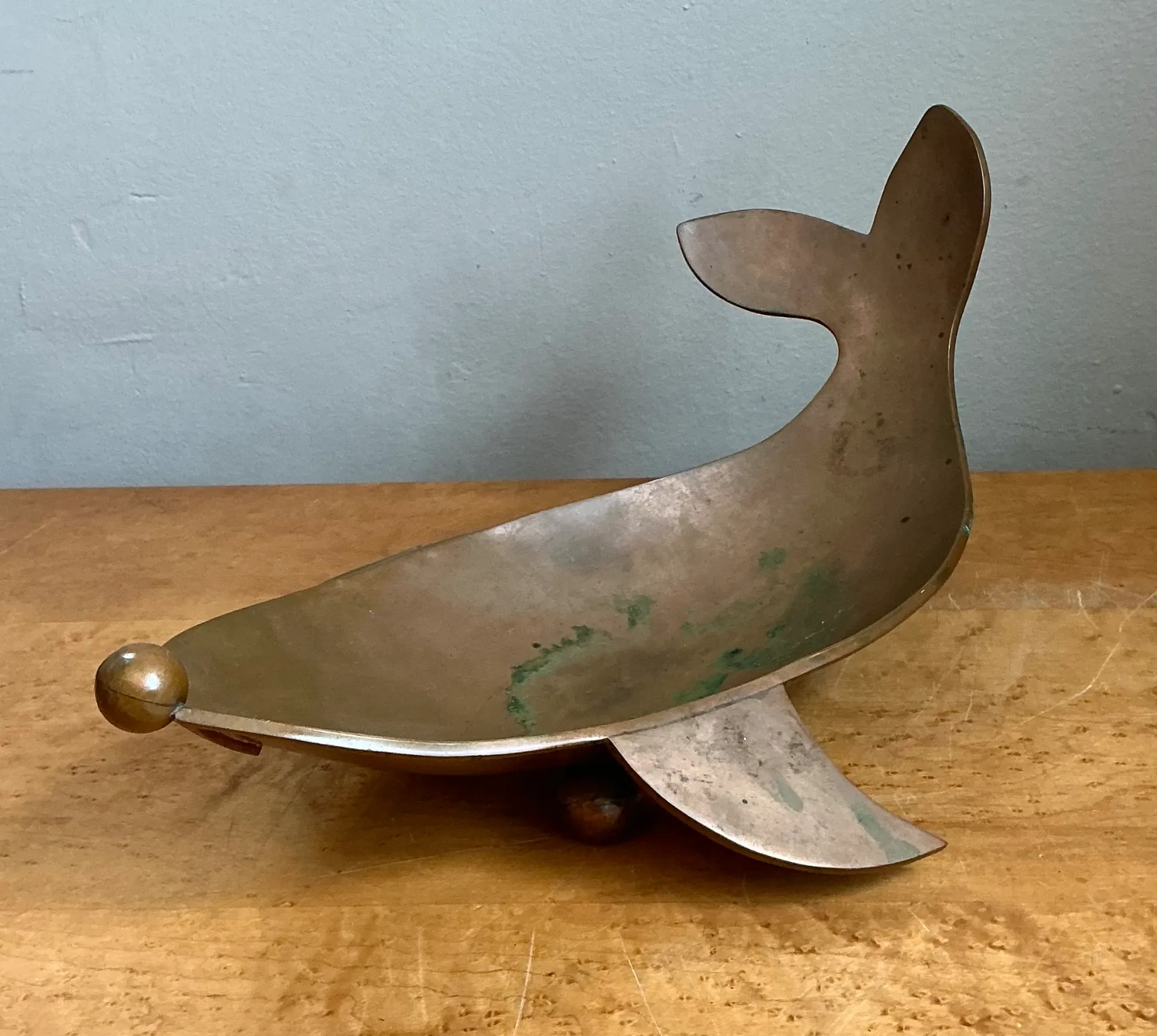 Vintage Sculptural Metal Whale Dish — additional photo 1