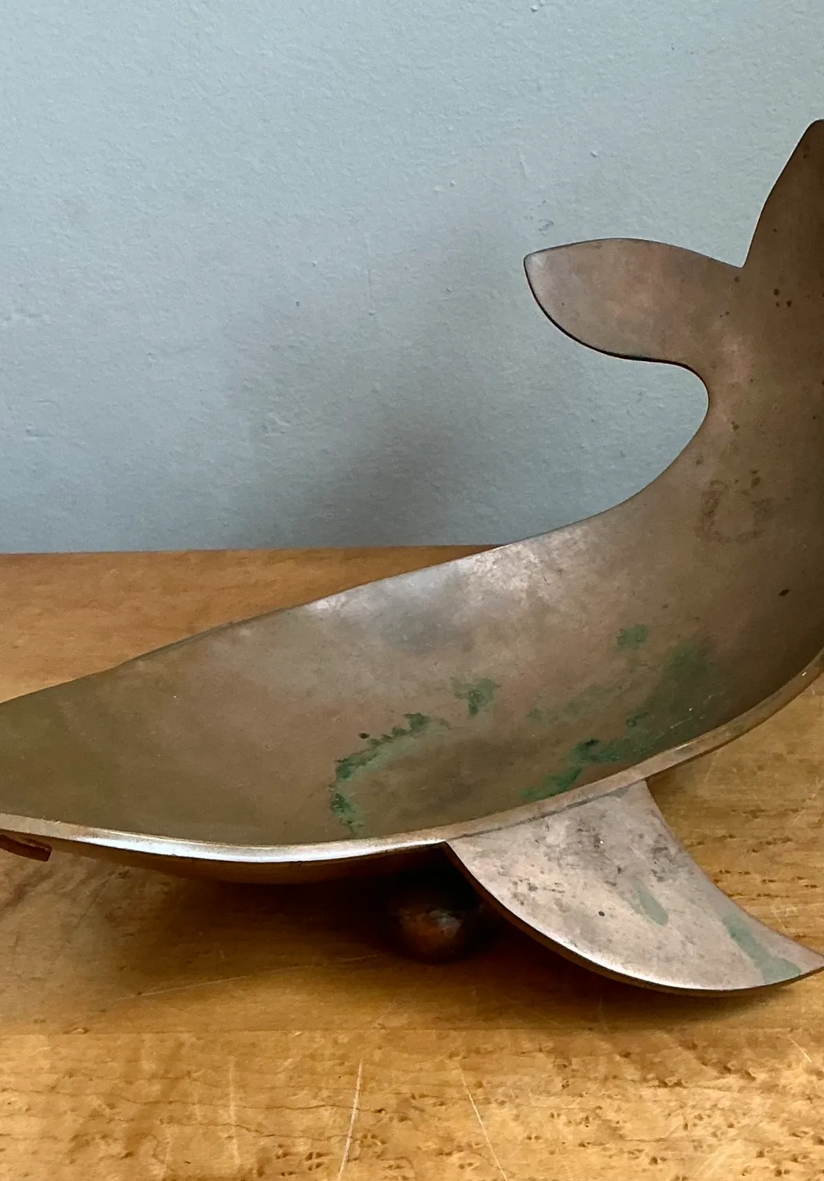 Vintage Sculptural Metal Whale Dish