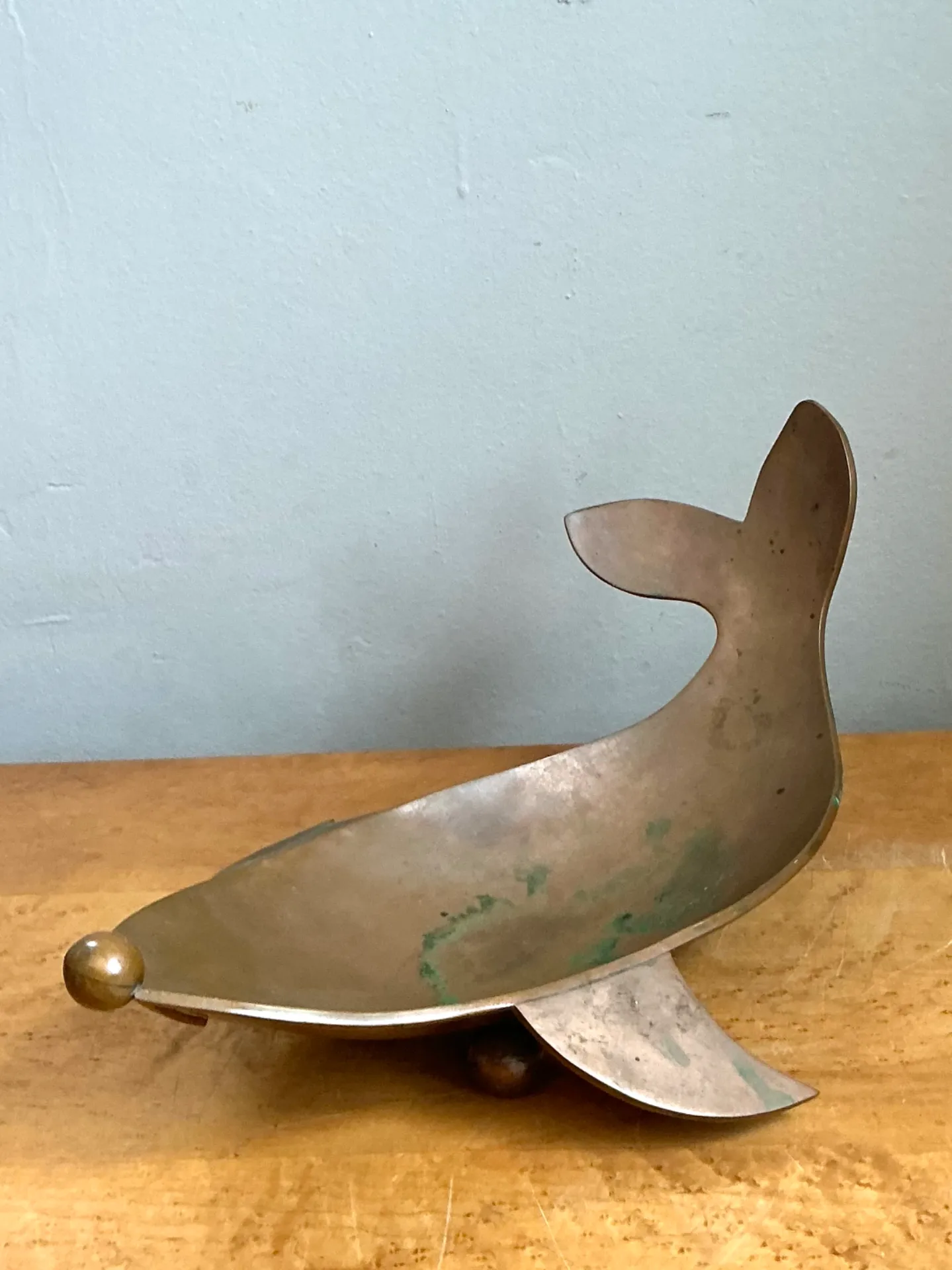 Vintage Sculptural Metal Whale Dish — additional photo 2