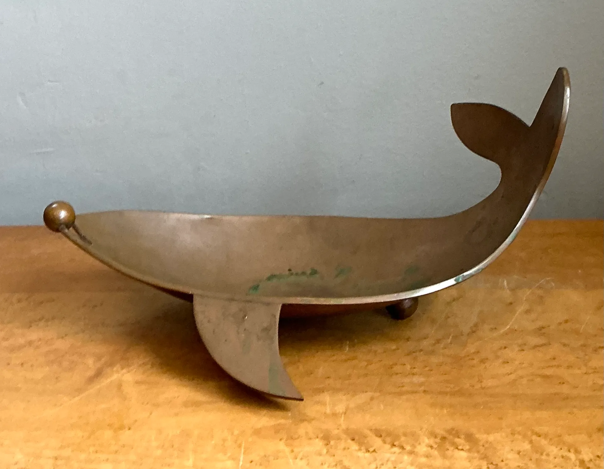 Vintage Sculptural Metal Whale Dish — additional photo 4