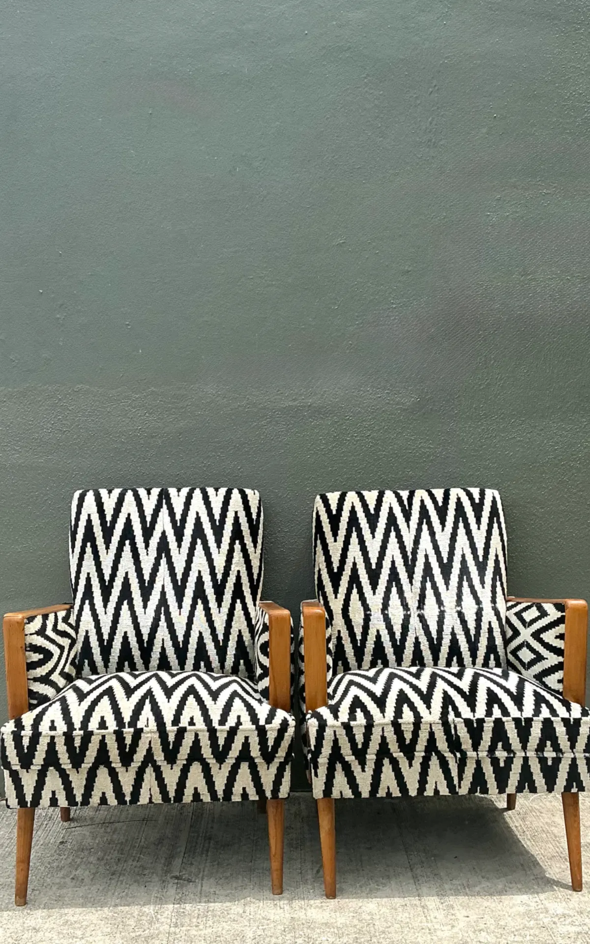 Vintage MCM Chevron Lounge Chairs - A Pair