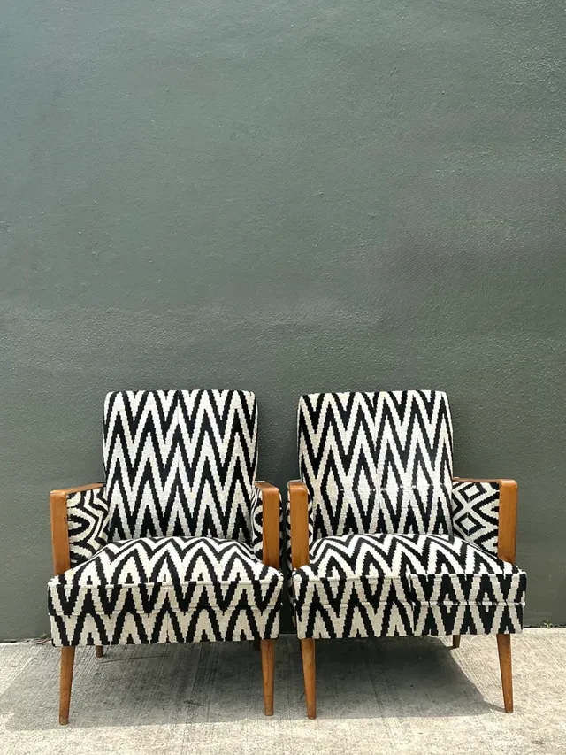 Vintage MCM Chevron Lounge Chairs - A Pair — additional photo 1