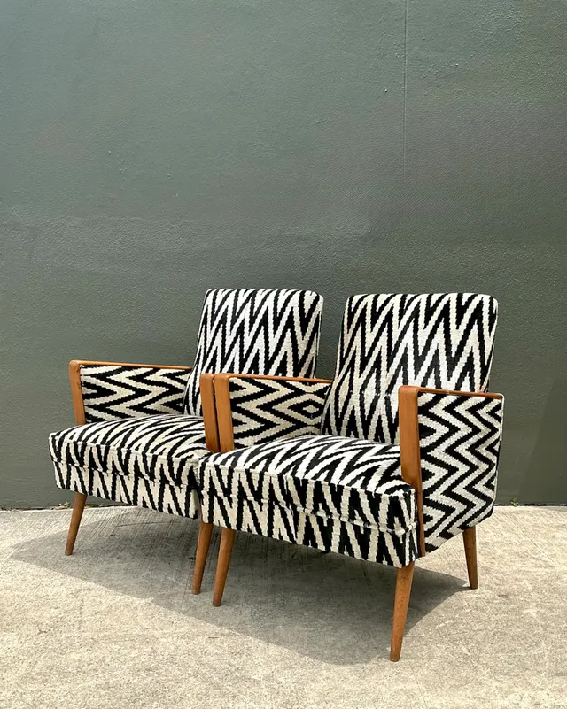 Vintage MCM Chevron Lounge Chairs - A Pair — additional photo 8