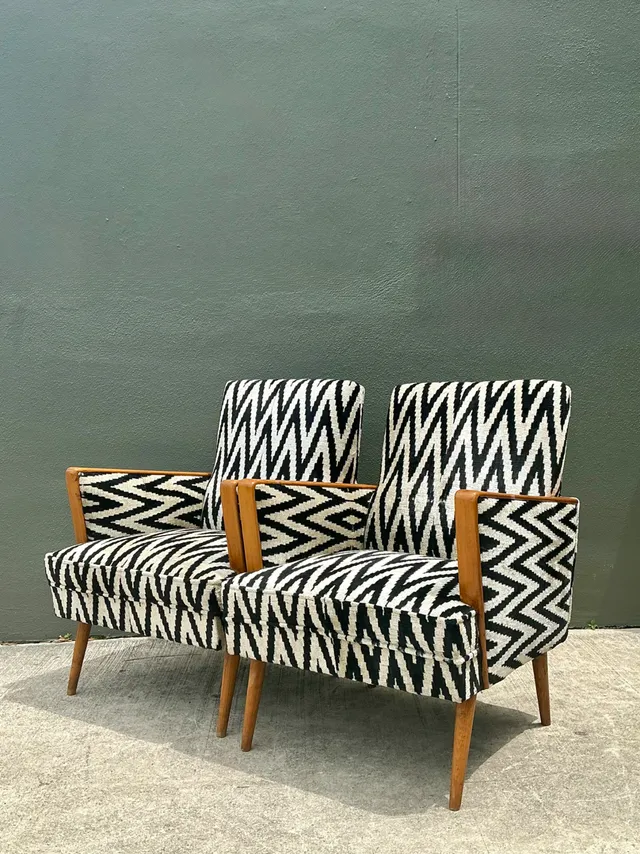 Vintage MCM Chevron Lounge Chairs - A Pair — additional photo 6