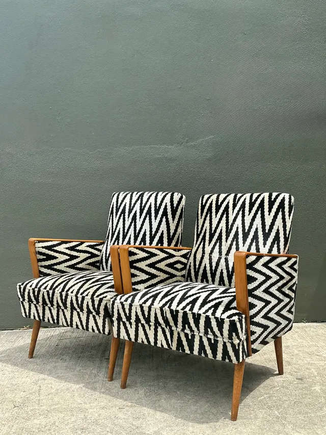 Vintage MCM Chevron Lounge Chairs - A Pair — additional photo 4