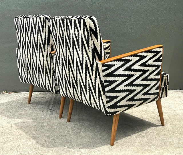 Vintage MCM Chevron Lounge Chairs - A Pair — additional photo 7