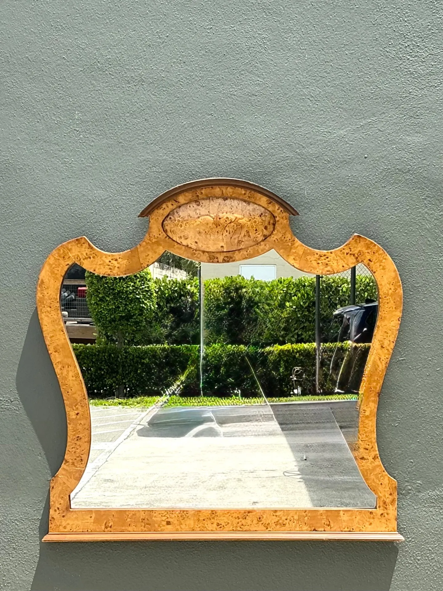 Vintage Burl Wood Marquetry Wall Mirror — additional photo 4