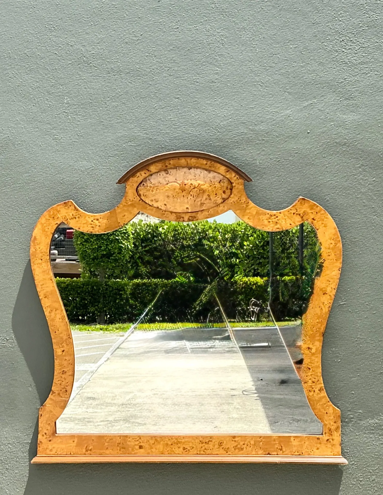 Vintage Burl Wood Marquetry Wall Mirror — additional photo 7