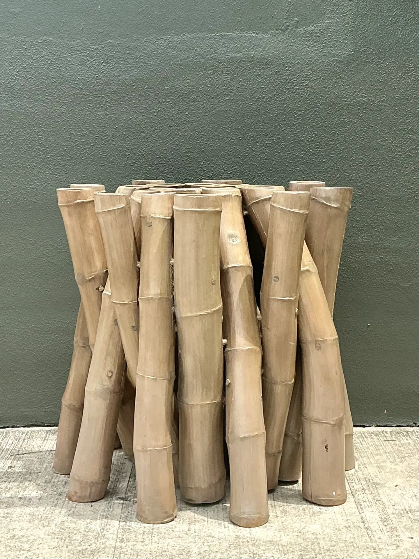 Vintage Budji Twisted Bamboo Dining Table Pedestal — additional photo 8