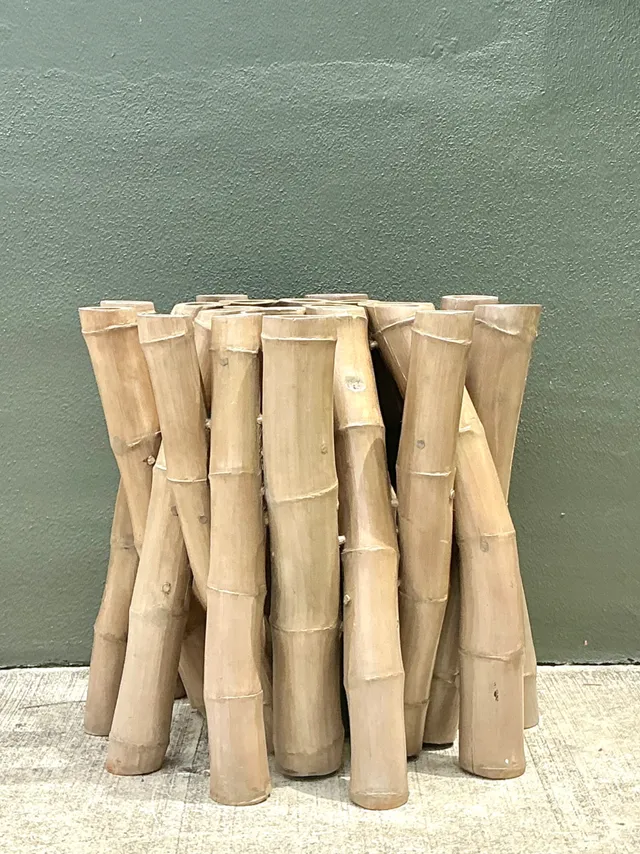Vintage Budji Twisted Bamboo Dining Table Pedestal — additional photo 1