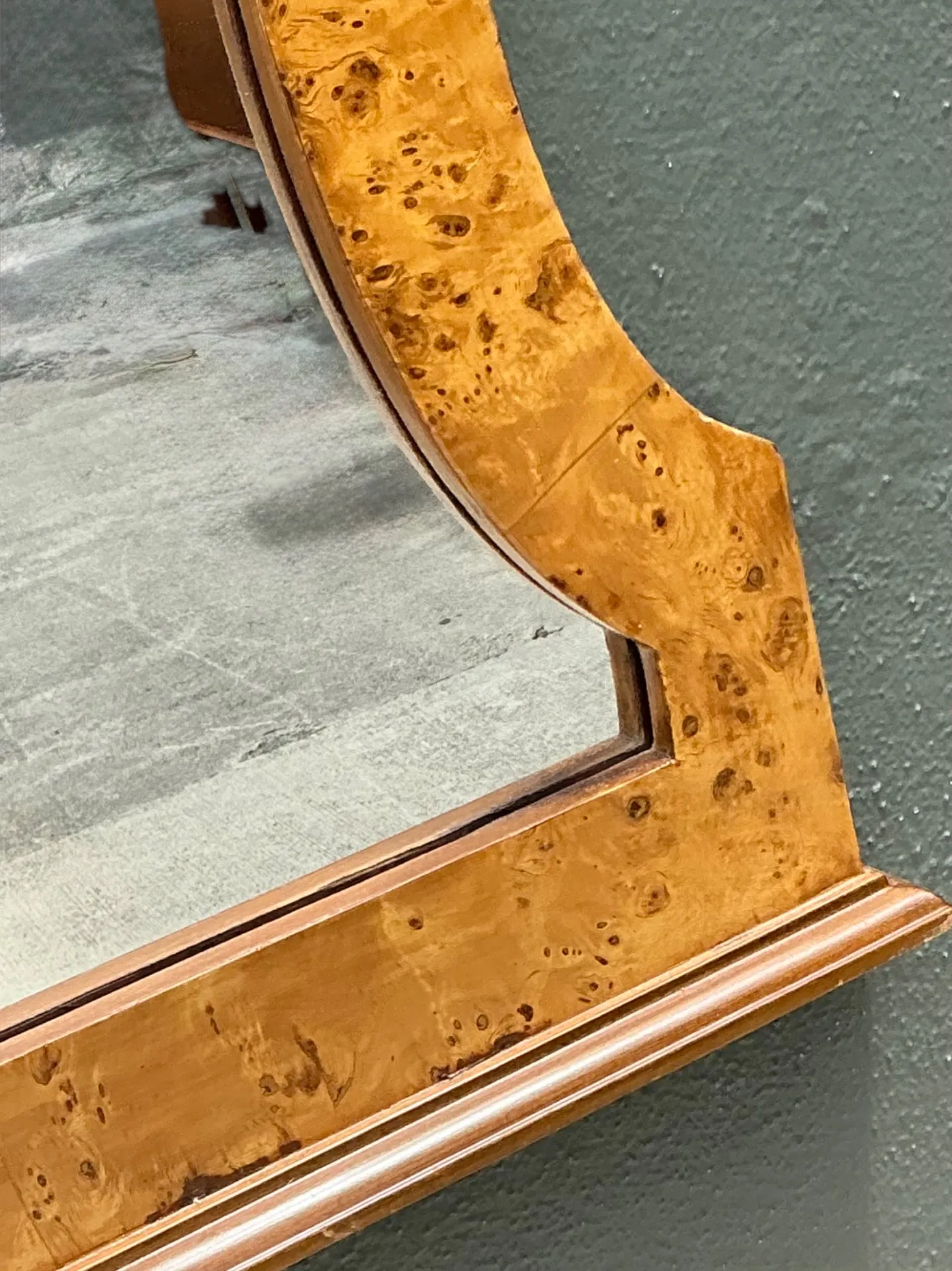 Vintage Burl Wood Marquetry Wall Mirror — additional photo 5