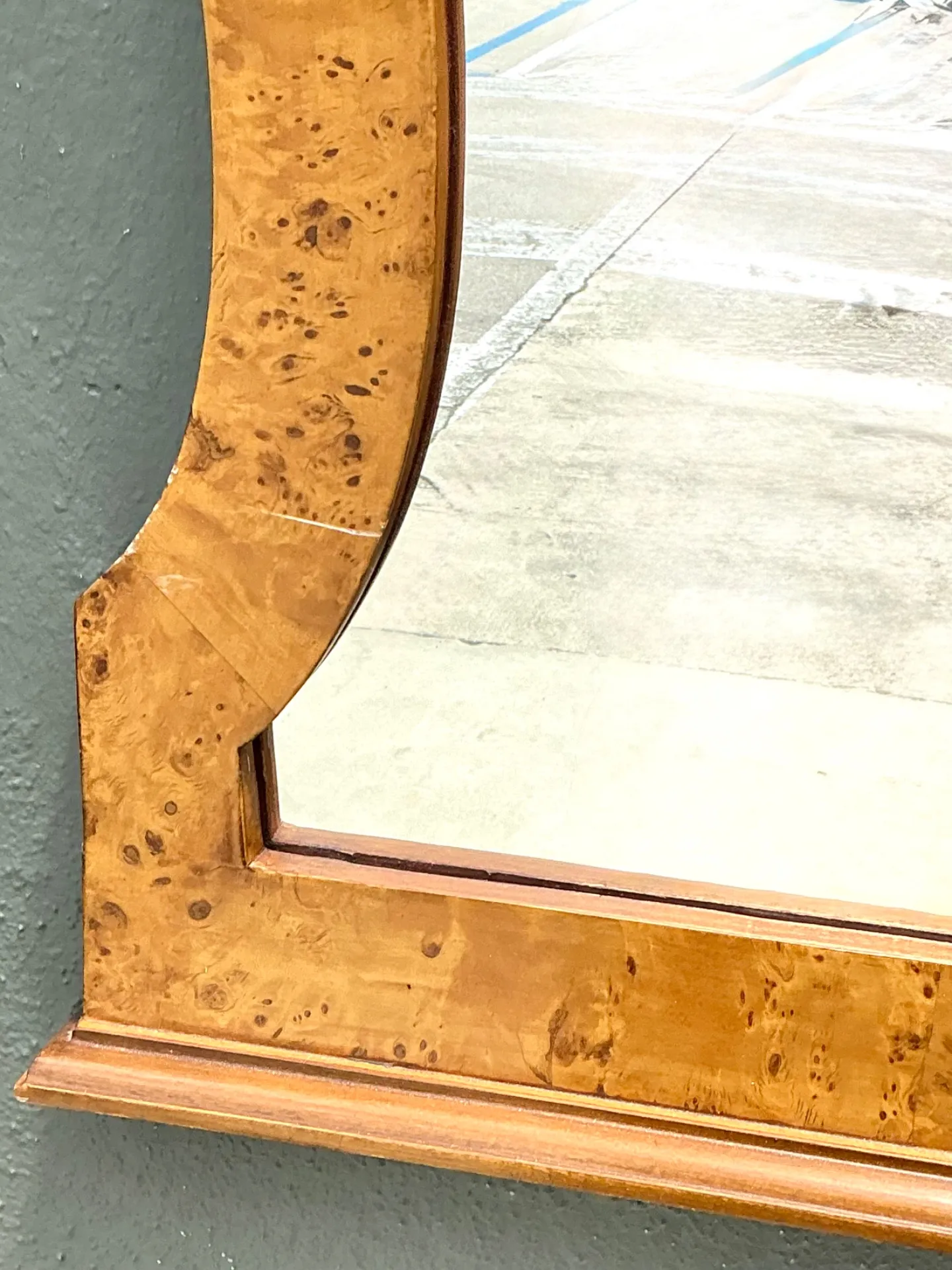 Vintage Burl Wood Marquetry Wall Mirror — additional photo 6