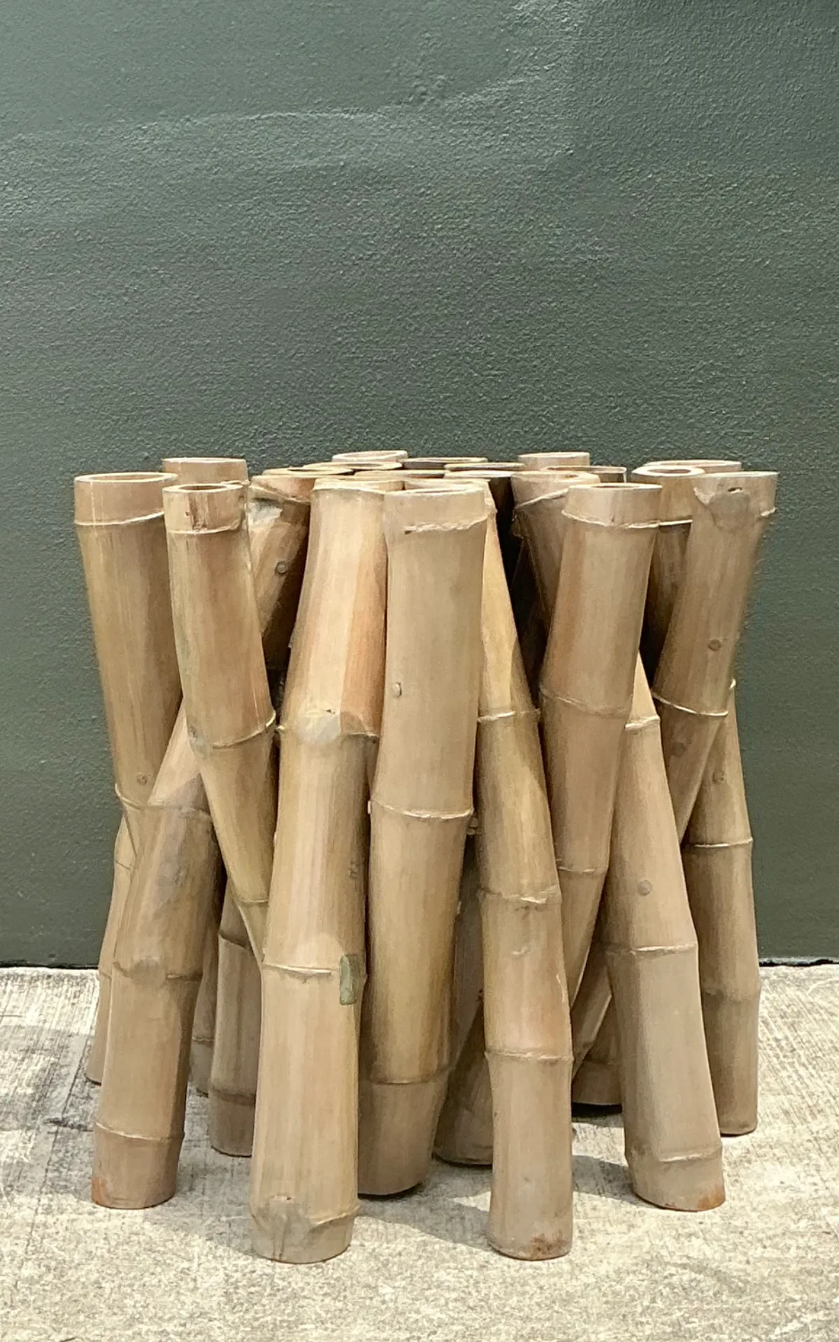 Vintage Budji Twisted Bamboo Dining Table Pedestal — additional photo 4