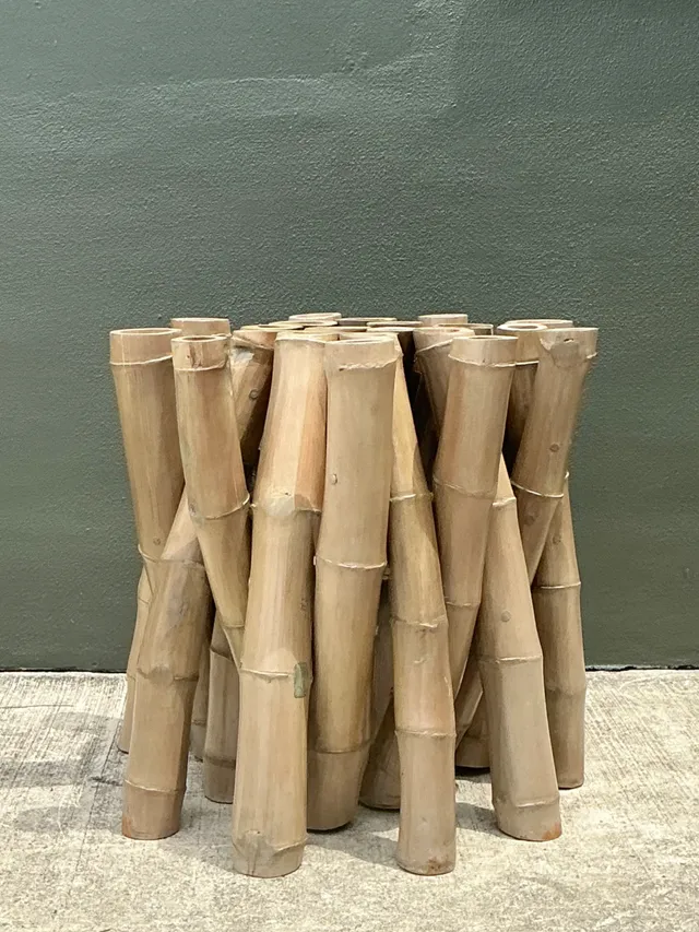 Vintage Budji Twisted Bamboo Dining Table Pedestal — additional photo 4