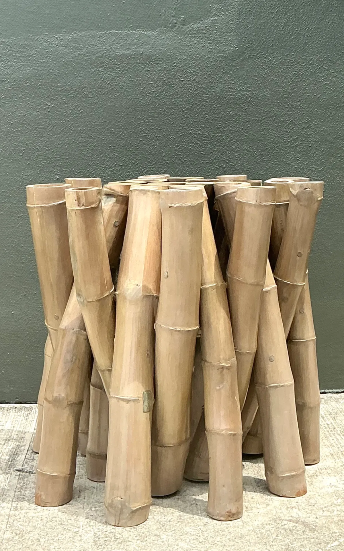 Vintage Budji Twisted Bamboo Dining Table Pedestal — additional photo 6