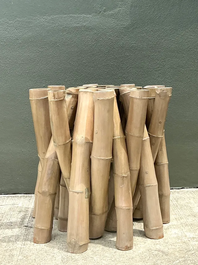 Vintage Budji Twisted Bamboo Dining Table Pedestal — additional photo 6