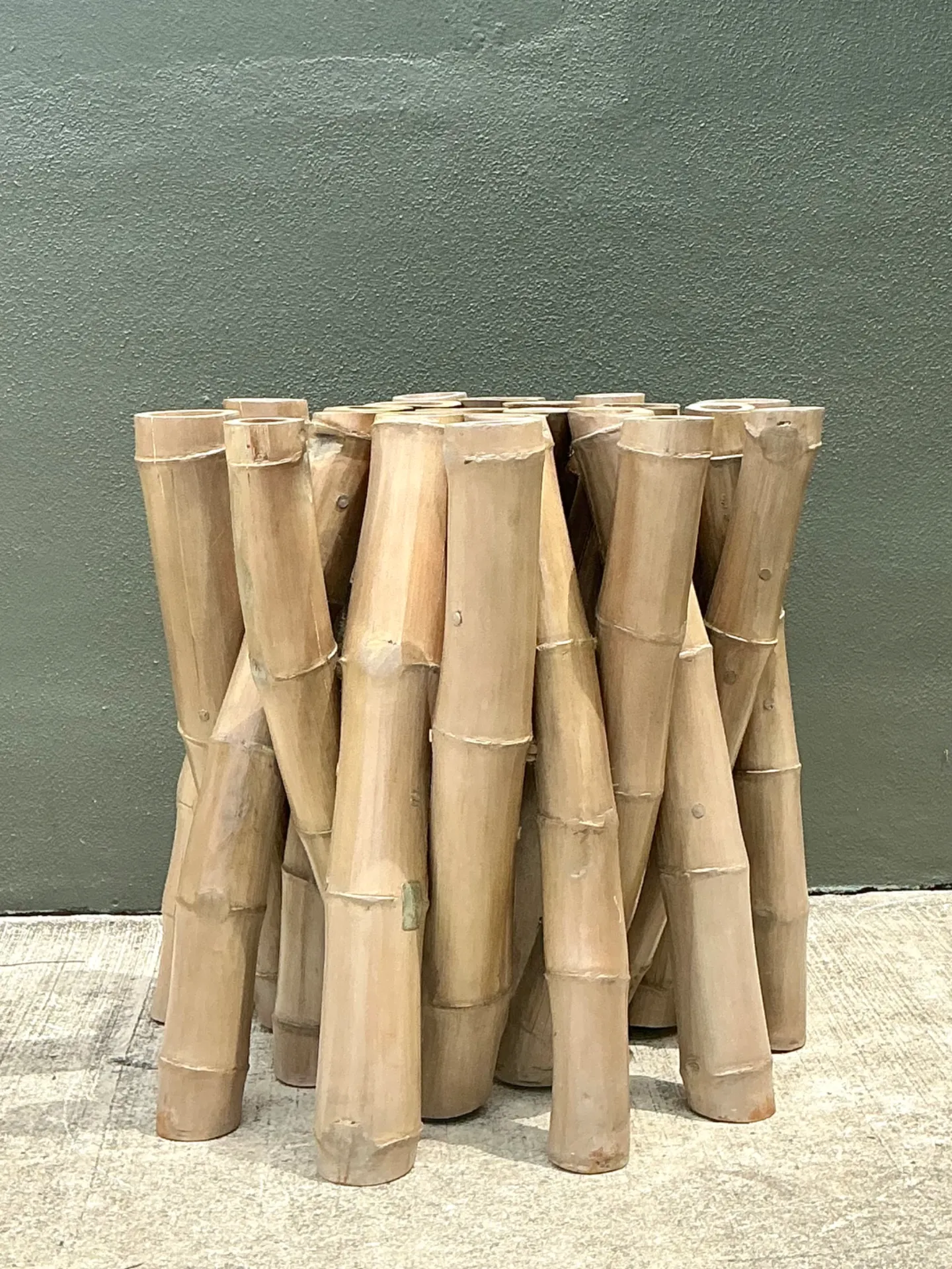 Vintage Budji Twisted Bamboo Dining Table Pedestal — additional photo 7