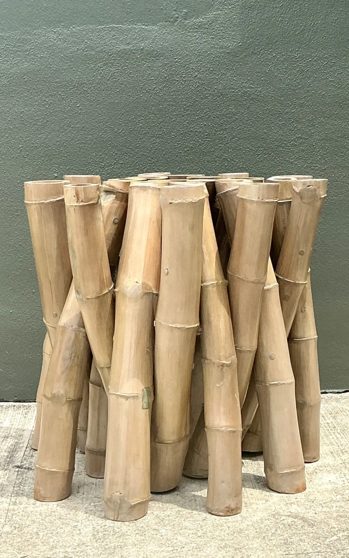 Vintage Budji Twisted Bamboo Dining Table Pedestal — additional photo 7