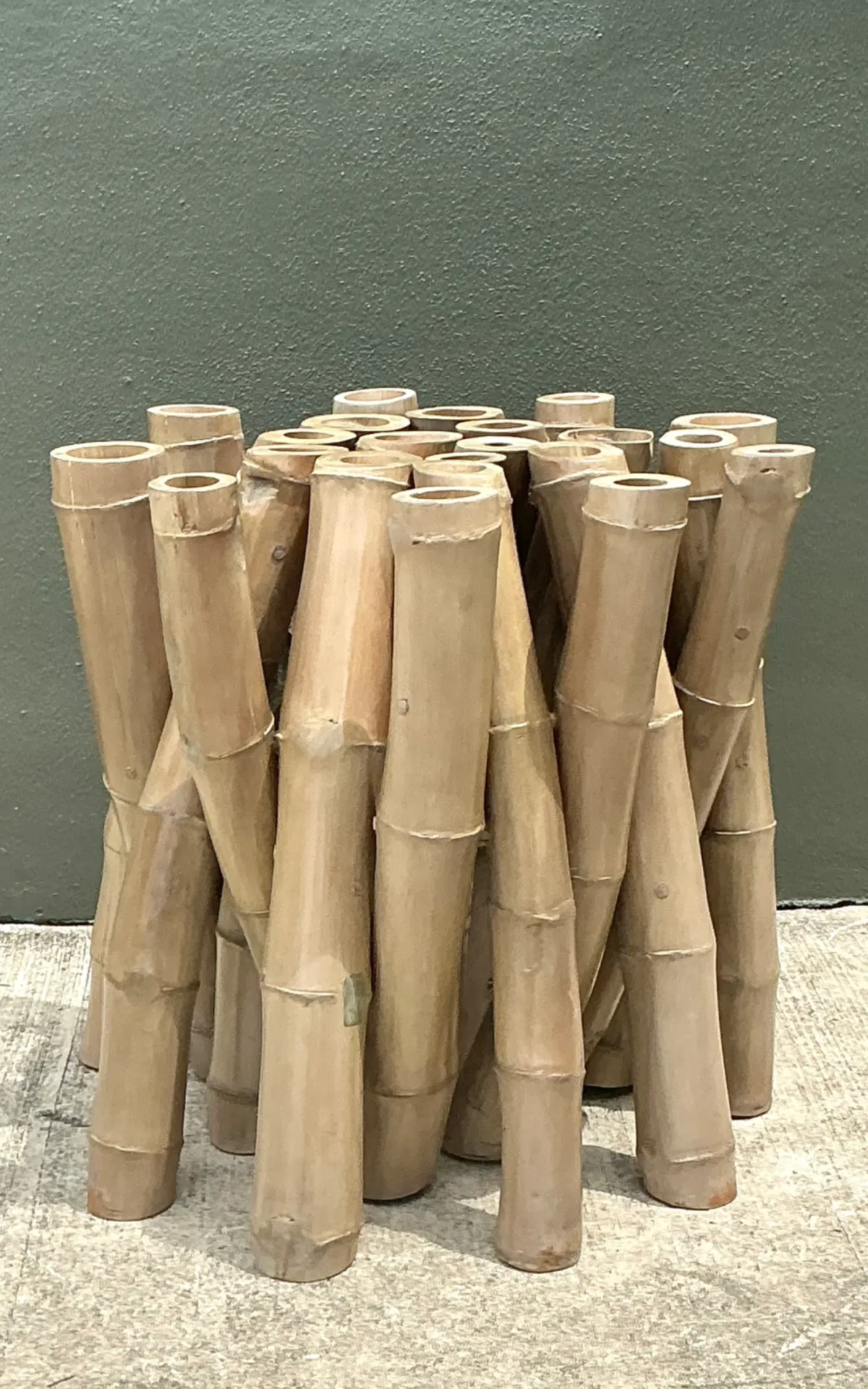 Vintage Budji Twisted Bamboo Dining Table Pedestal — additional photo 2