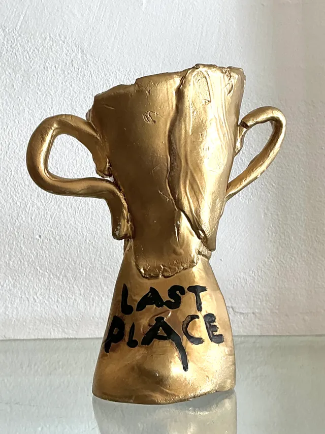 Vintage Ceramic Gold Plated Last Place Trophy — additional photo 2