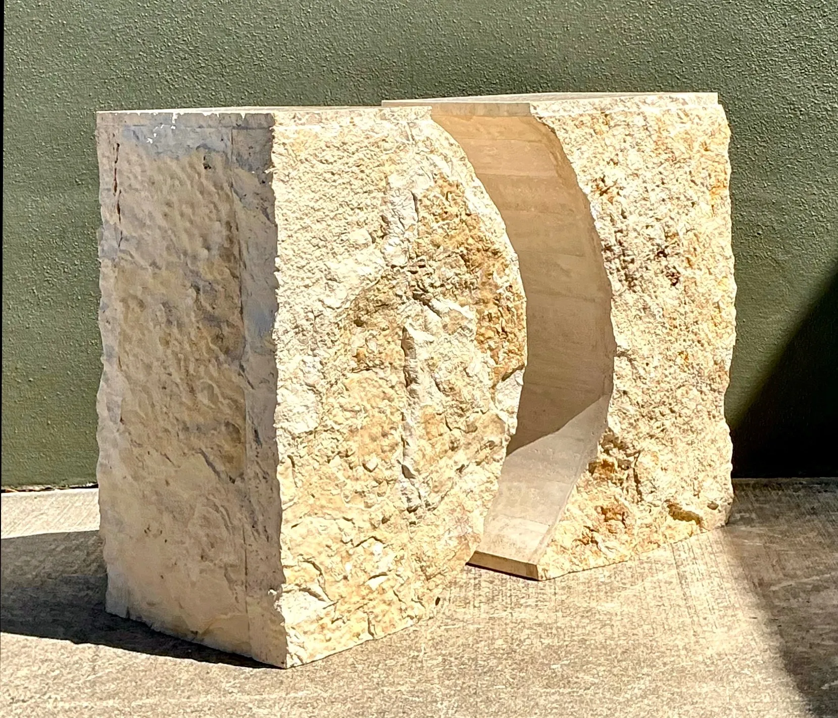 Vintage Geometric Tessellated Stone Table Pedestals - Set Of 2 — additional photo 3