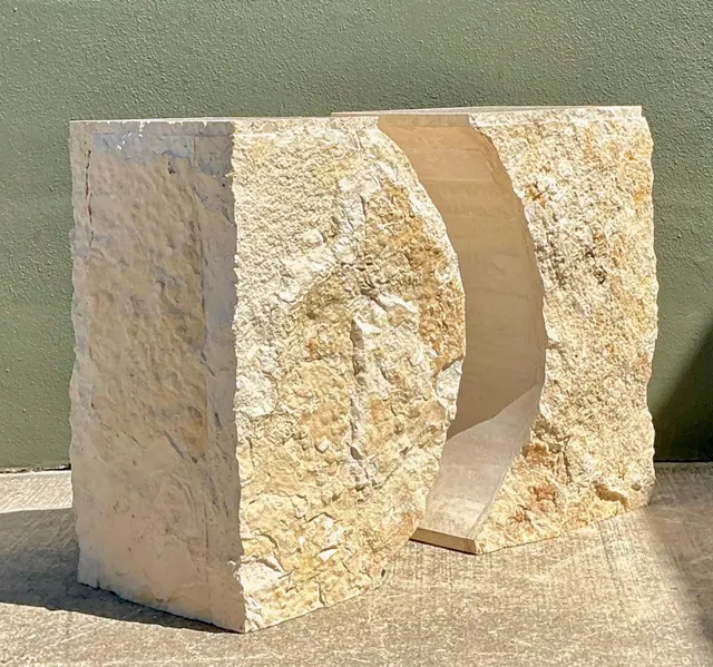 Vintage Geometric Tessellated Stone Table Pedestals - Set Of 2 — additional photo 2
