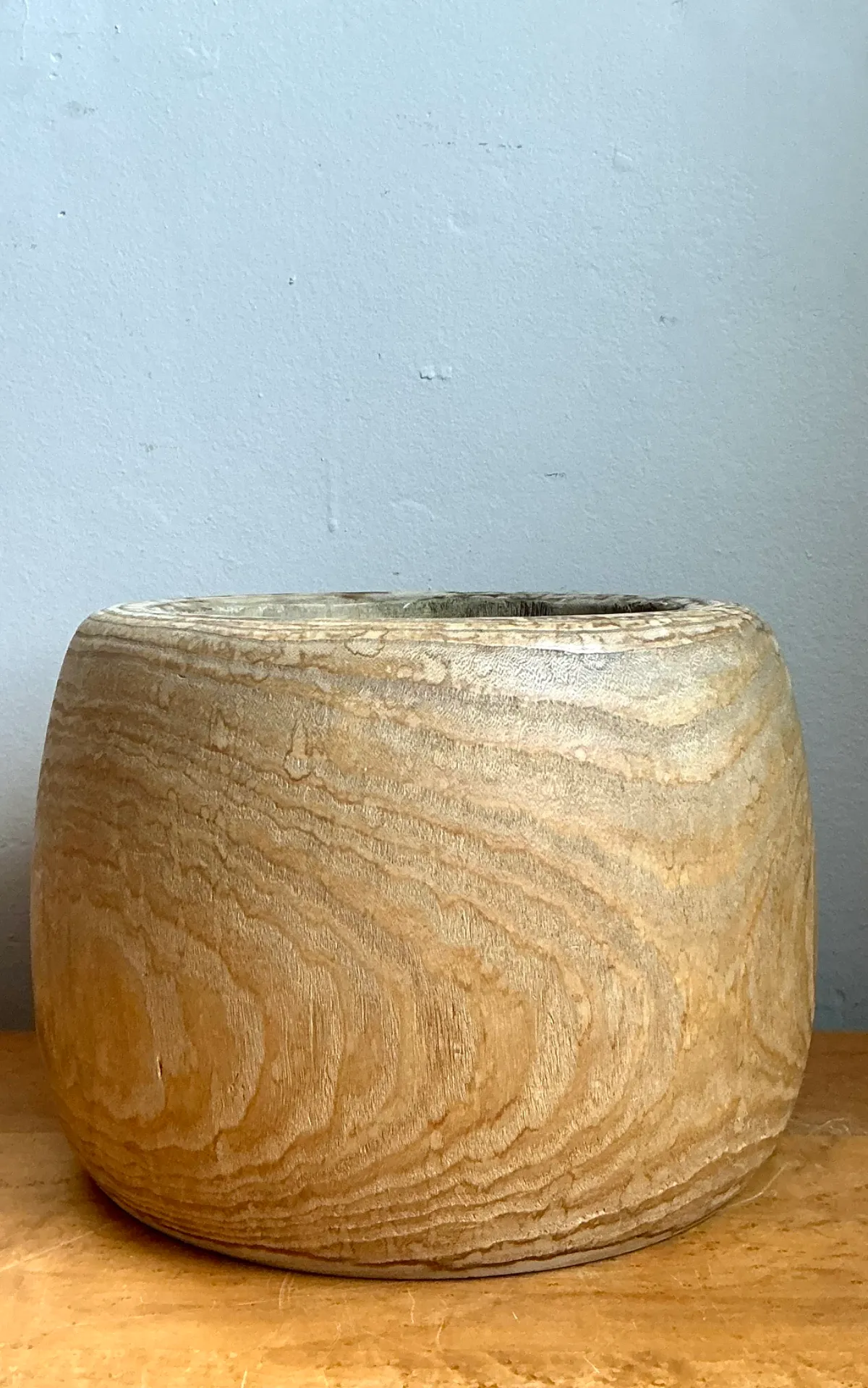 Vintage Wood Vessel Planter With Copper Insert — additional photo 4