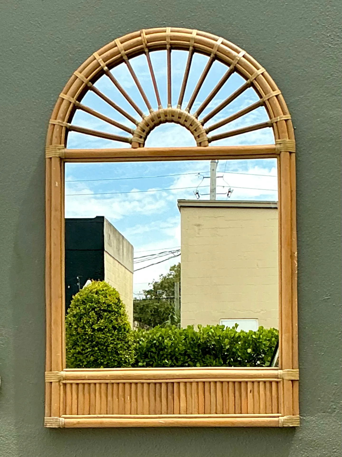 Vintage Boho Arched Rattan Mirror — additional photo 7