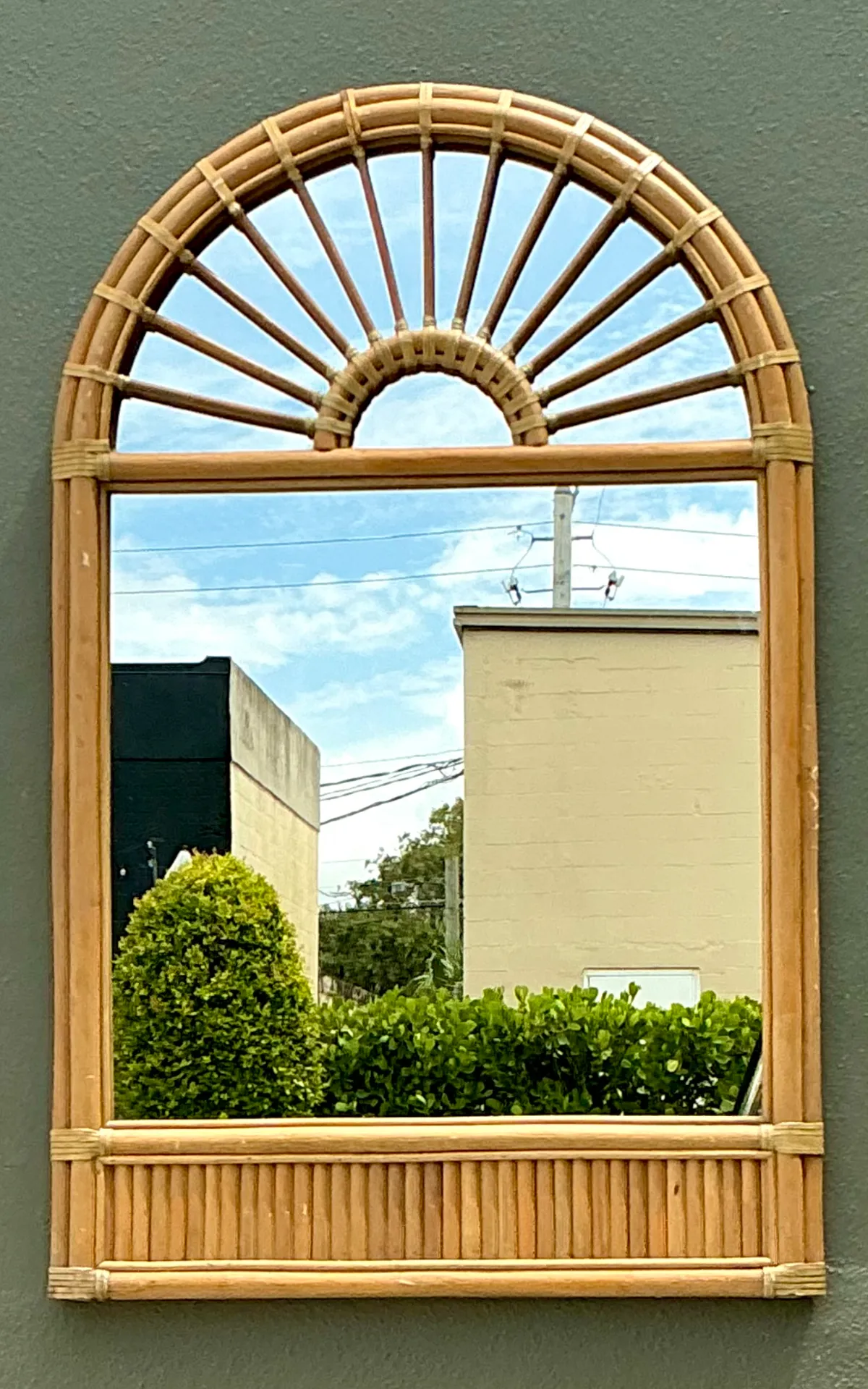 Vintage Boho Arched Rattan Mirror — additional photo 7