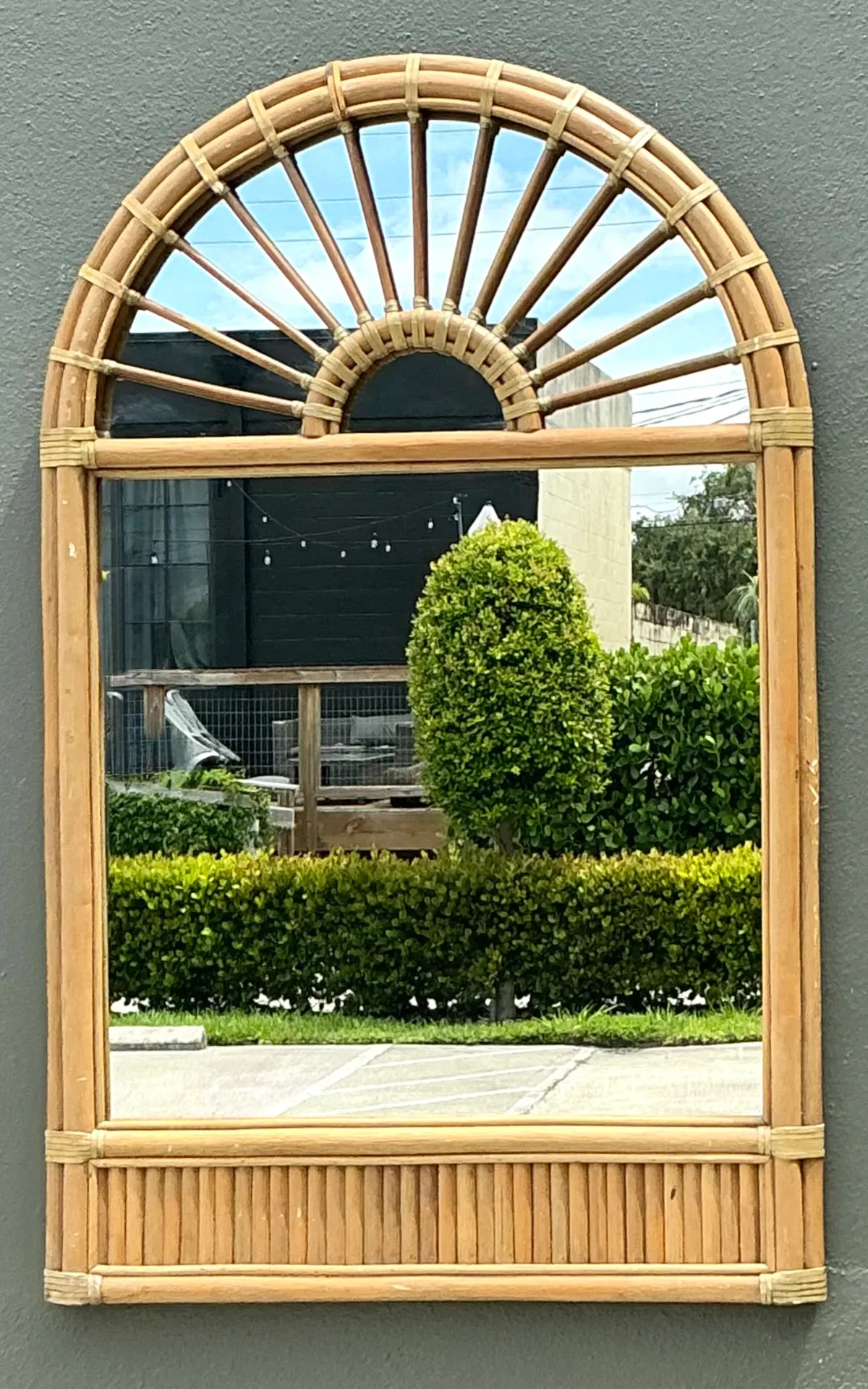 Vintage Boho Arched Rattan Mirror — additional photo 6