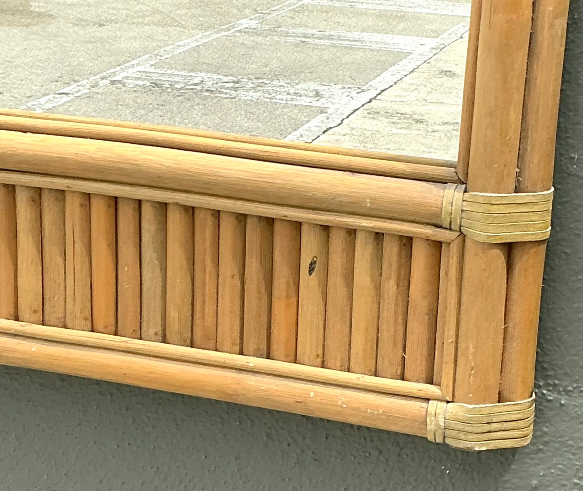 Vintage Boho Arched Rattan Mirror — additional photo 4
