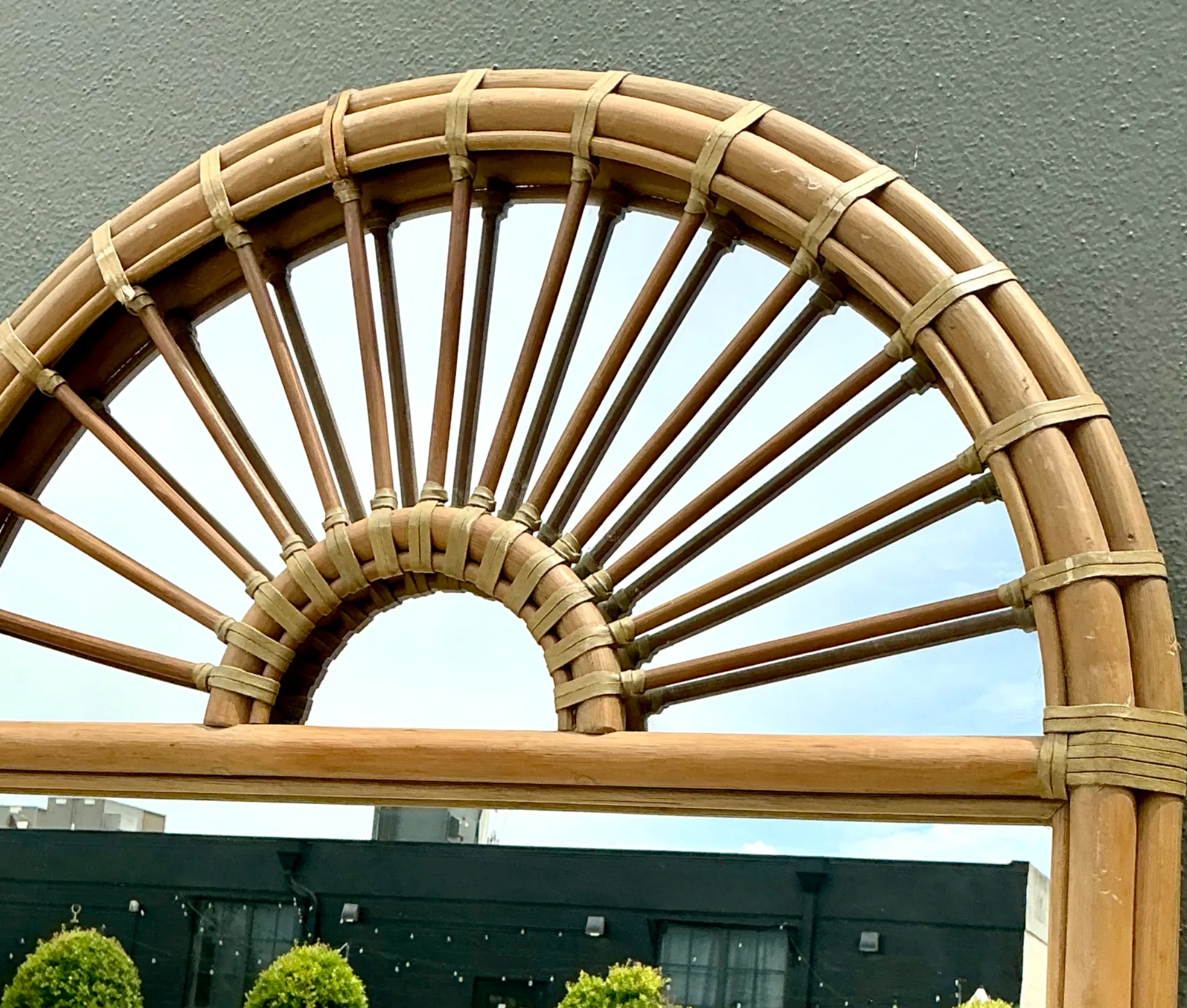 Vintage Boho Arched Rattan Mirror — additional photo 8
