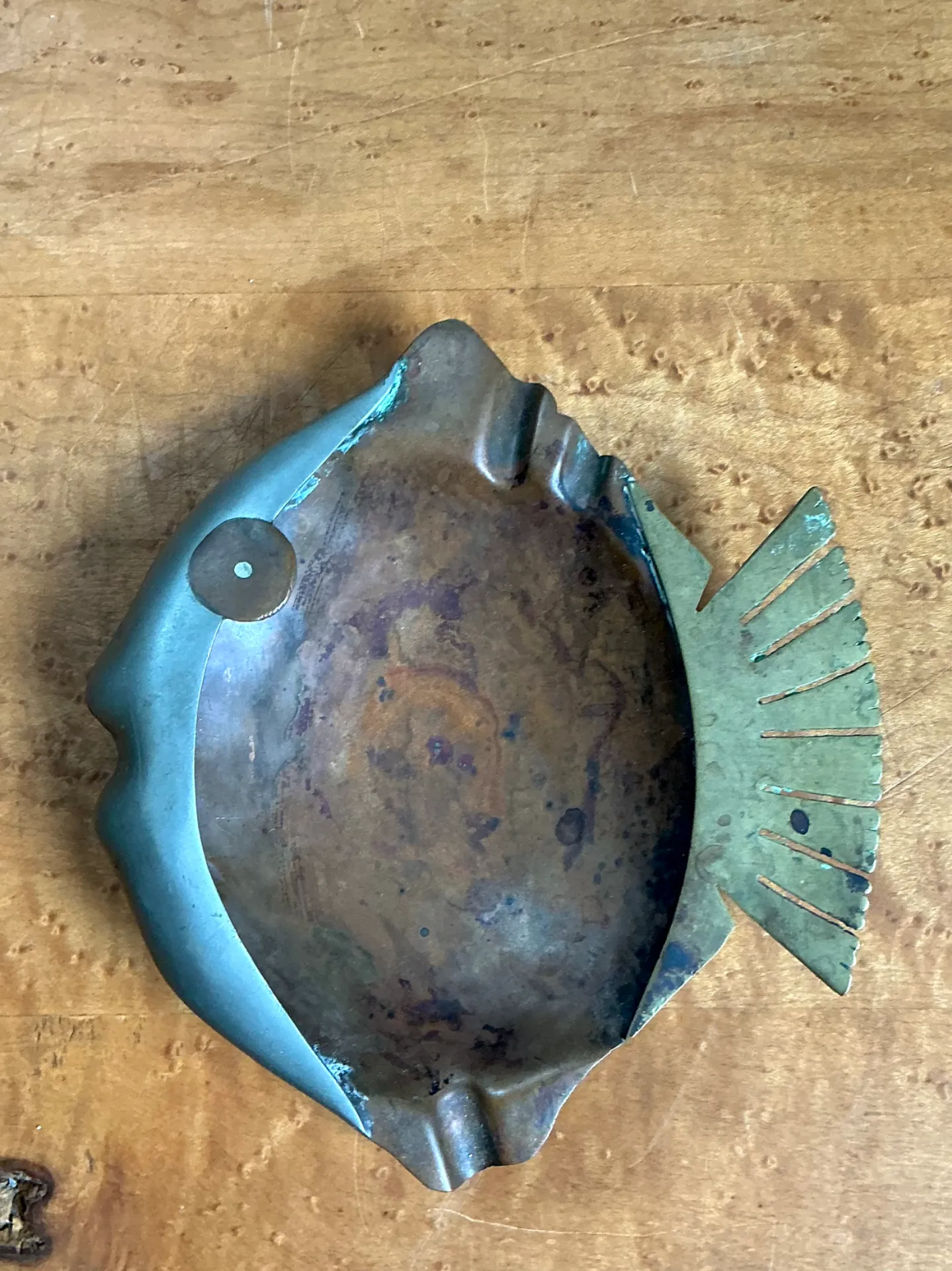 Vintage Mixed Metal Fish Ashtray — additional photo 1